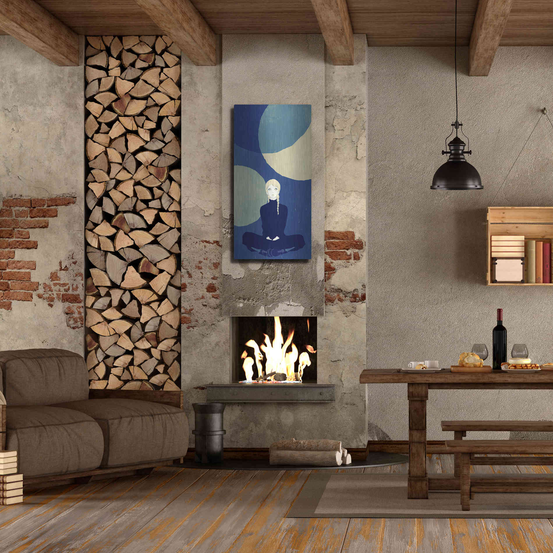 Luxe Metal Art 'Blue Planets' by Sai Tamiya, Metal Wall Art,24x48