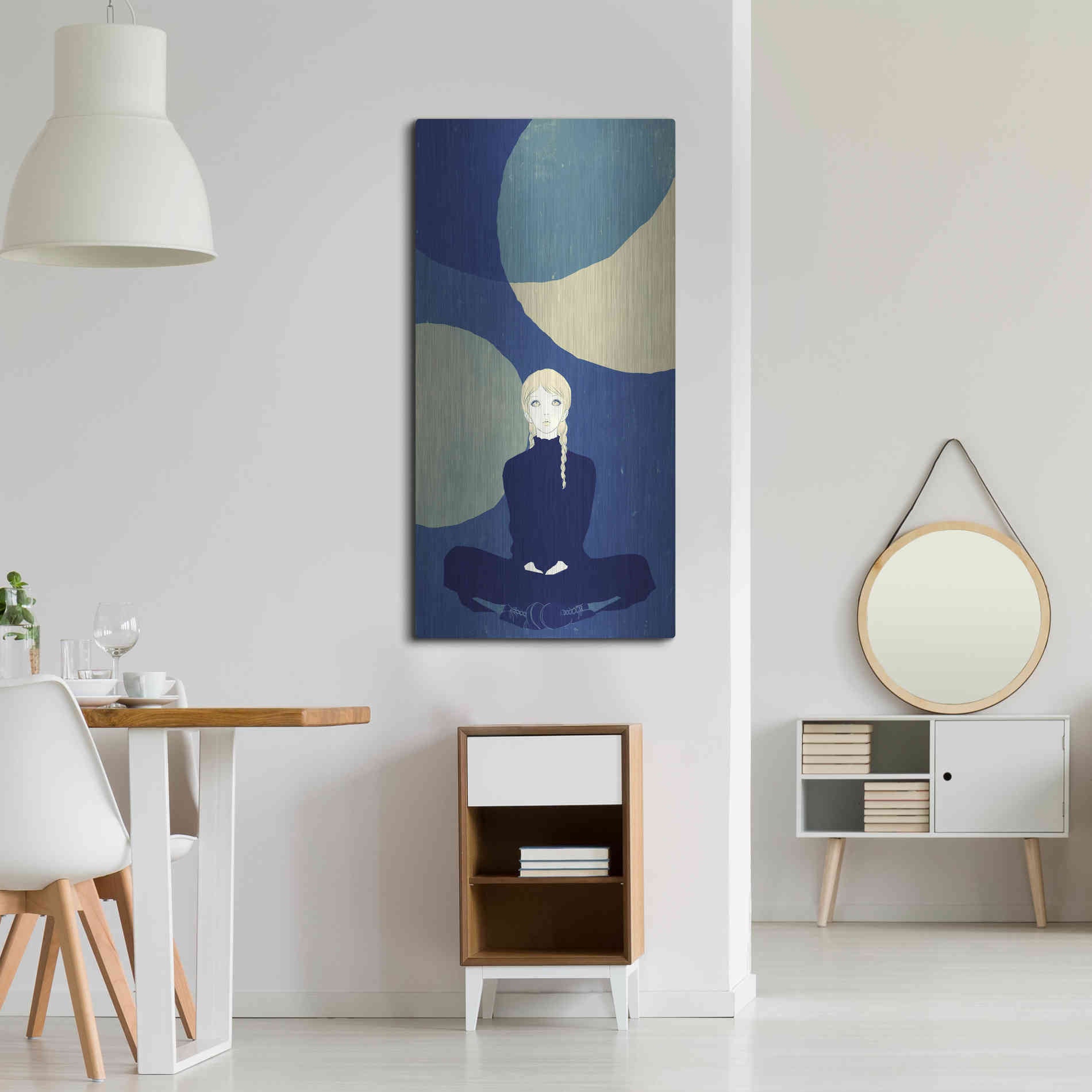 Luxe Metal Art 'Blue Planets' by Sai Tamiya, Metal Wall Art,24x48