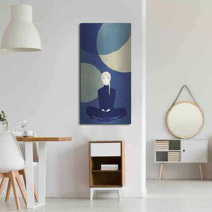 Luxe Metal Art 'Blue Planets' by Sai Tamiya, Metal Wall Art,24x48