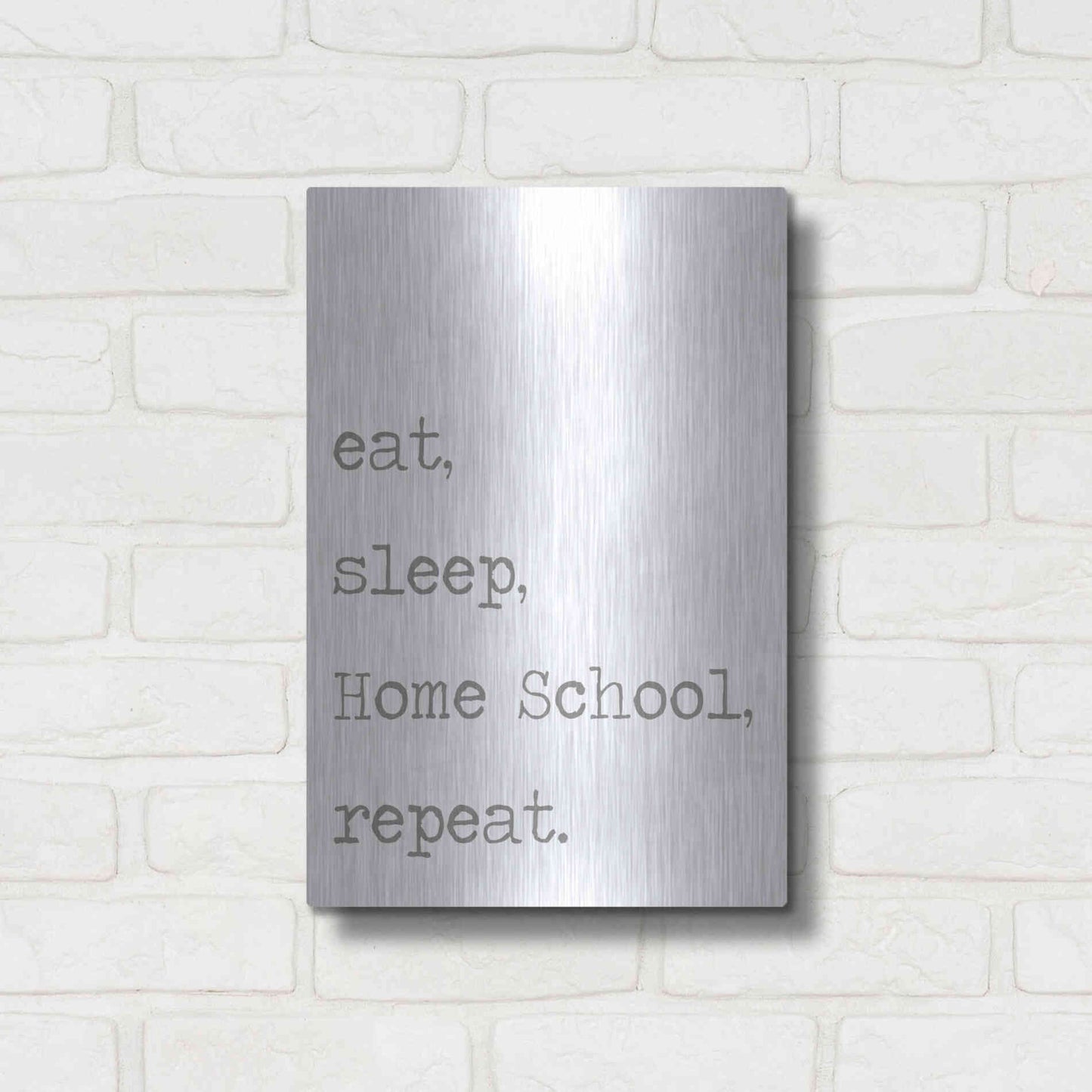 Luxe Metal Art 'Home School, Repeat' by Lauren Rader, Metal Wall Art,12x16