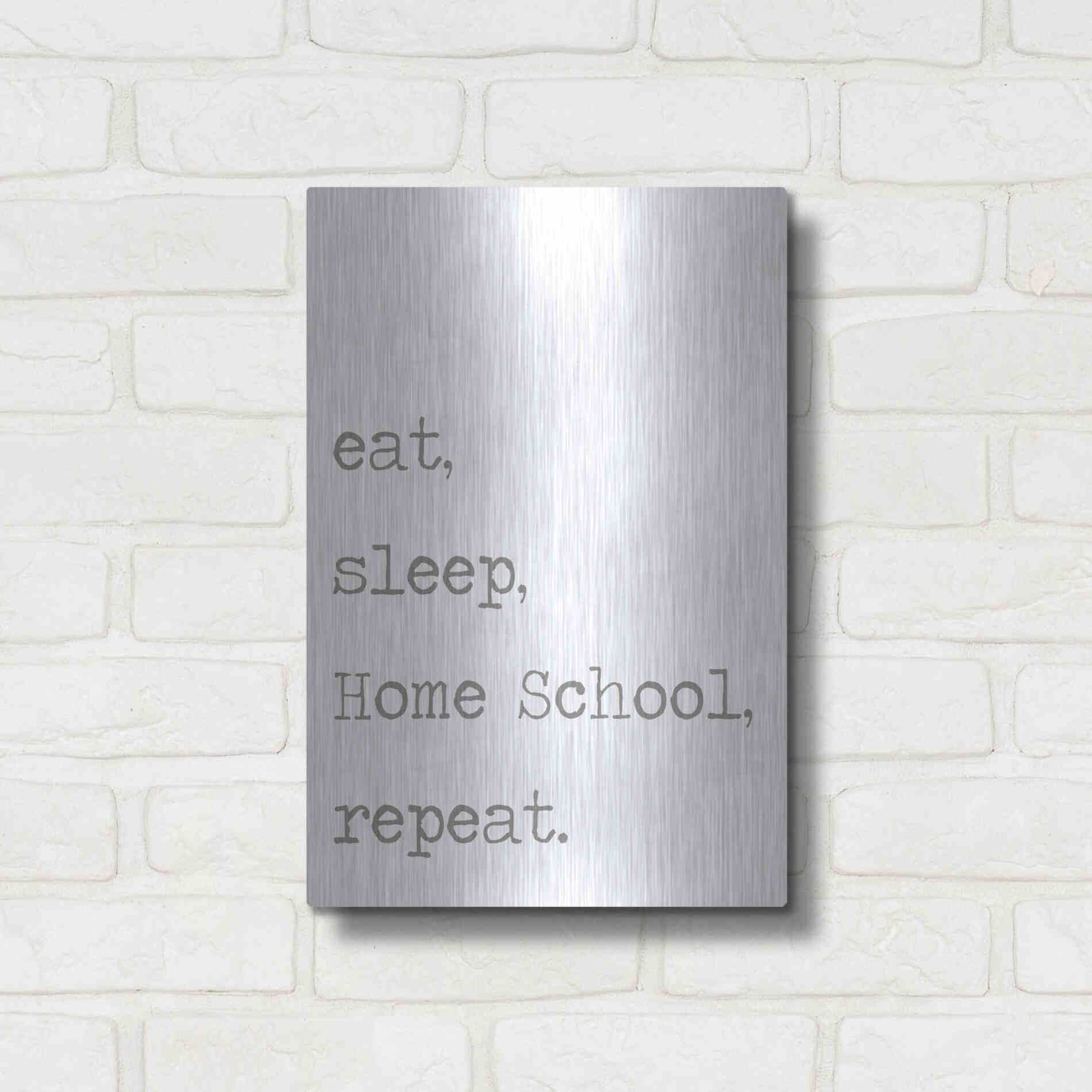 Luxe Metal Art 'Home School, Repeat' by Lauren Rader, Metal Wall Art,12x16