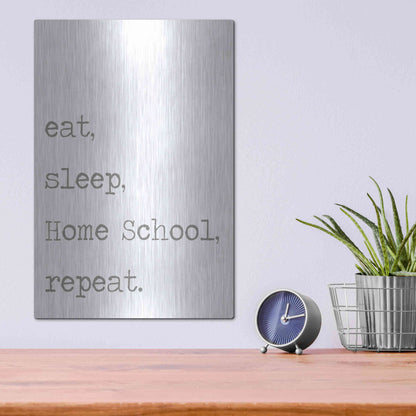 Luxe Metal Art 'Home School, Repeat' by Lauren Rader, Metal Wall Art,12x16