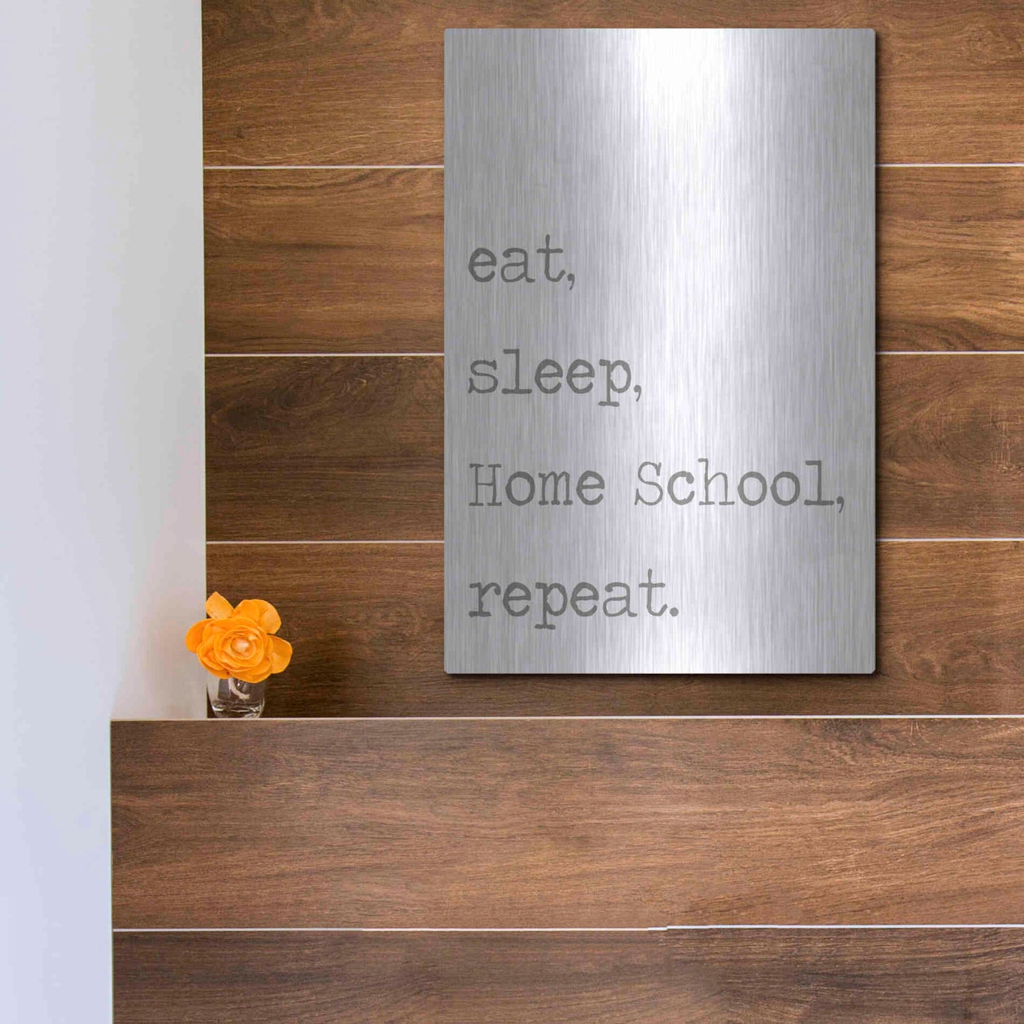 Luxe Metal Art 'Home School, Repeat' by Lauren Rader, Metal Wall Art,12x16