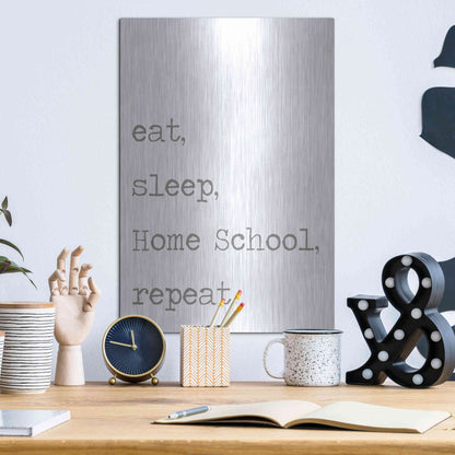 Luxe Metal Art 'Home School, Repeat' by Lauren Rader, Metal Wall Art,12x16