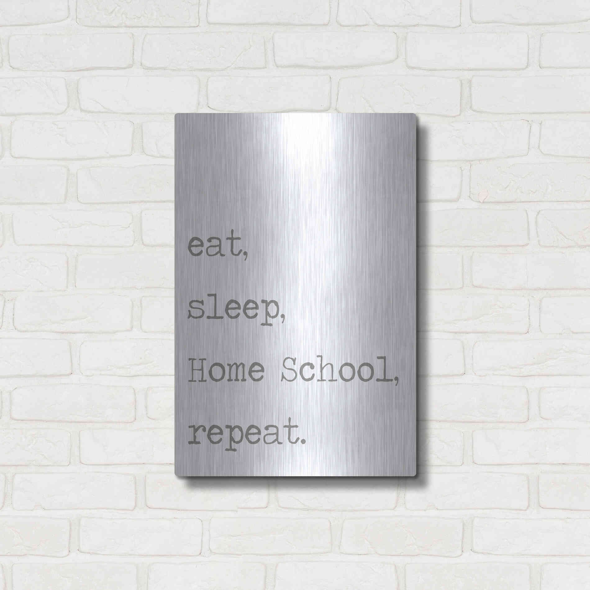 Luxe Metal Art 'Home School, Repeat' by Lauren Rader, Metal Wall Art,16x24