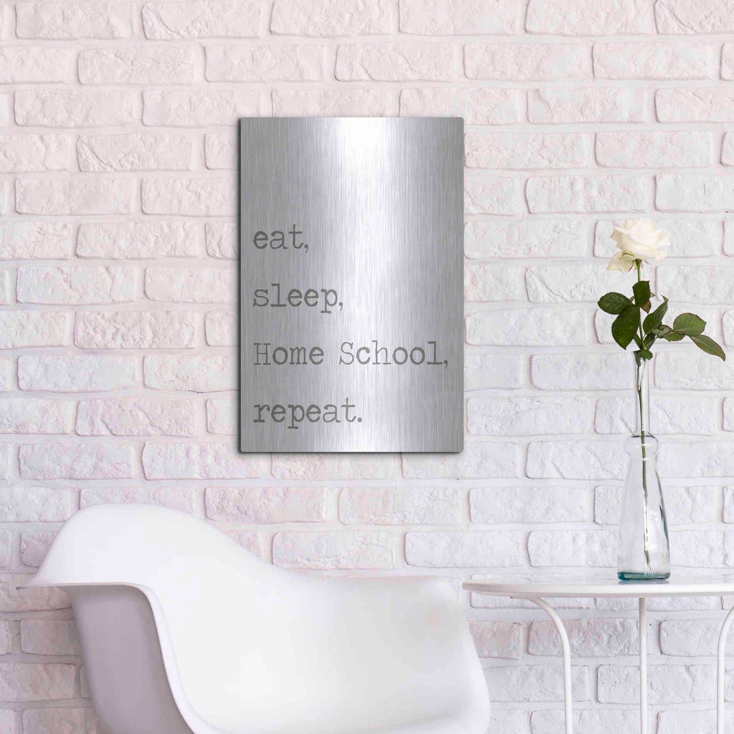 Luxe Metal Art 'Home School, Repeat' by Lauren Rader, Metal Wall Art,16x24