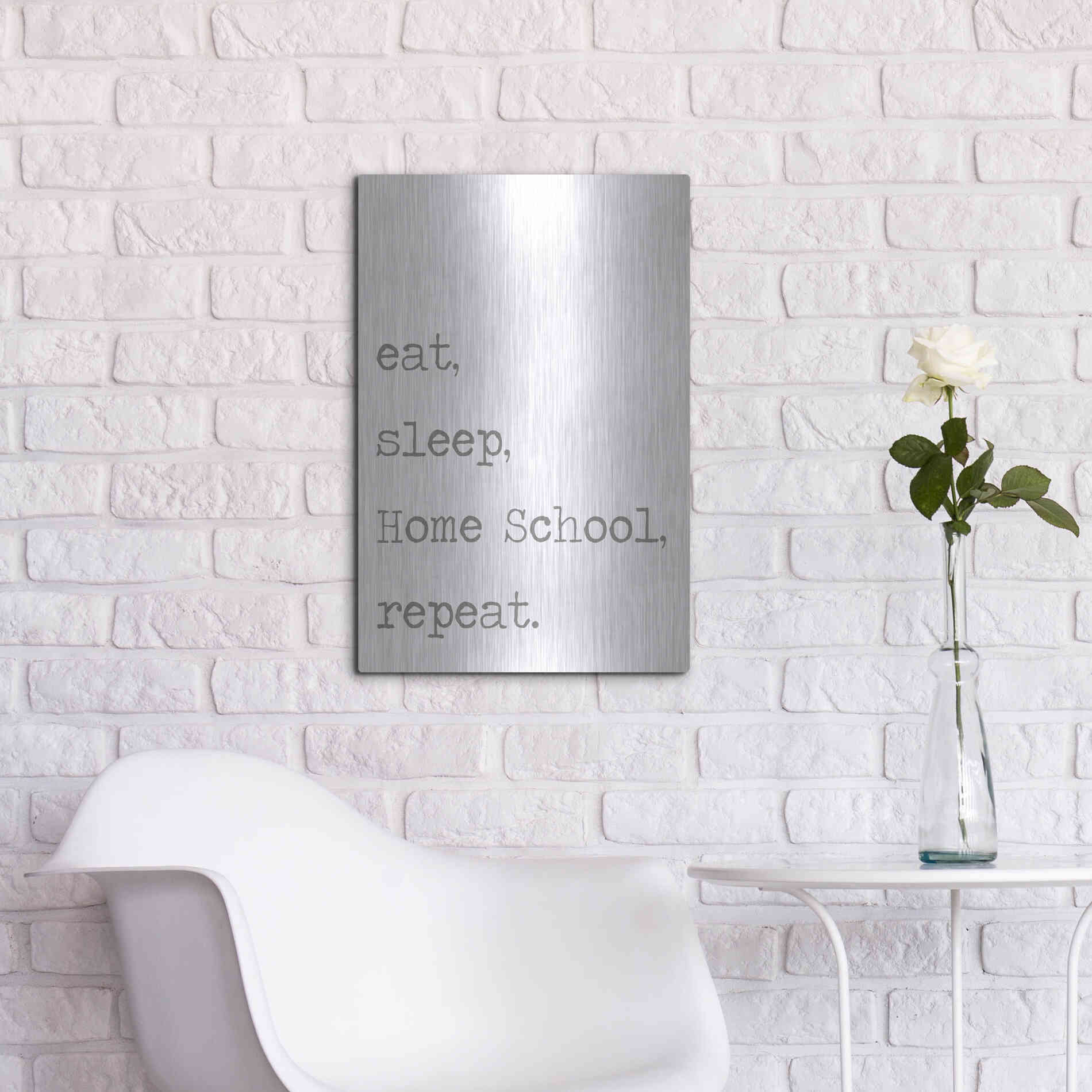 Luxe Metal Art 'Home School, Repeat' by Lauren Rader, Metal Wall Art,16x24