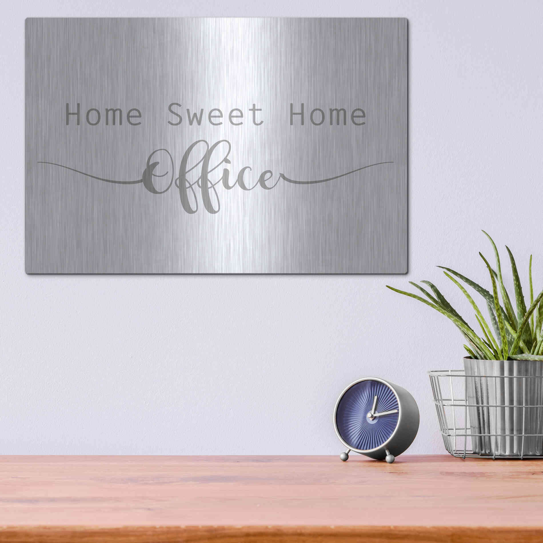 Luxe Metal Art 'Home Sweet Home Office' by Lauren Rader, Metal Wall Art,16x12