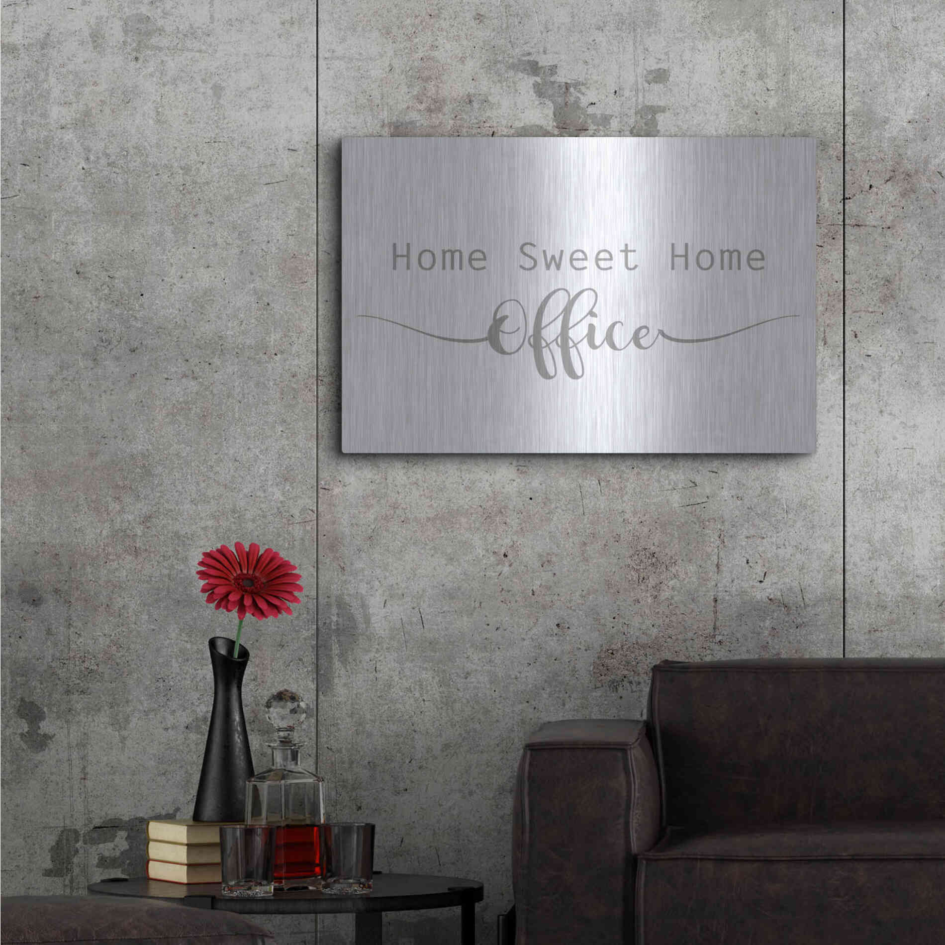 Luxe Metal Art 'Home Sweet Home Office' by Lauren Rader, Metal Wall Art,36x24