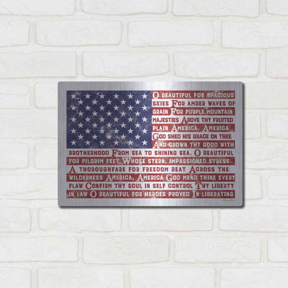 Luxe Metal Art 'America the Beautiful Flag' by Susan Ball, Metal Wall Art,16x12