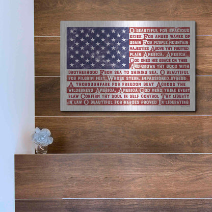 Luxe Metal Art 'America the Beautiful Flag' by Susan Ball, Metal Wall Art,16x12
