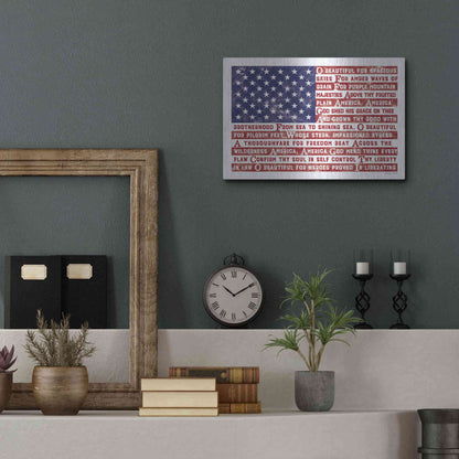 Luxe Metal Art 'America the Beautiful Flag' by Susan Ball, Metal Wall Art,16x12