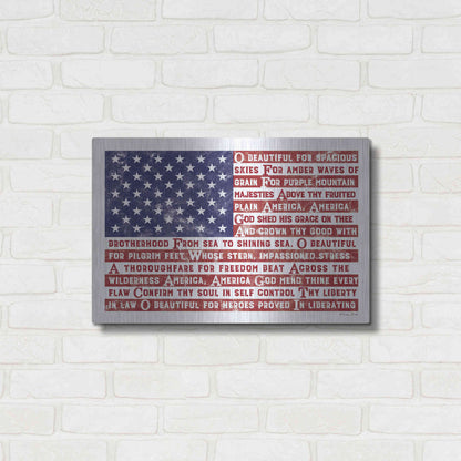 Luxe Metal Art 'America the Beautiful Flag' by Susan Ball, Metal Wall Art,24x16