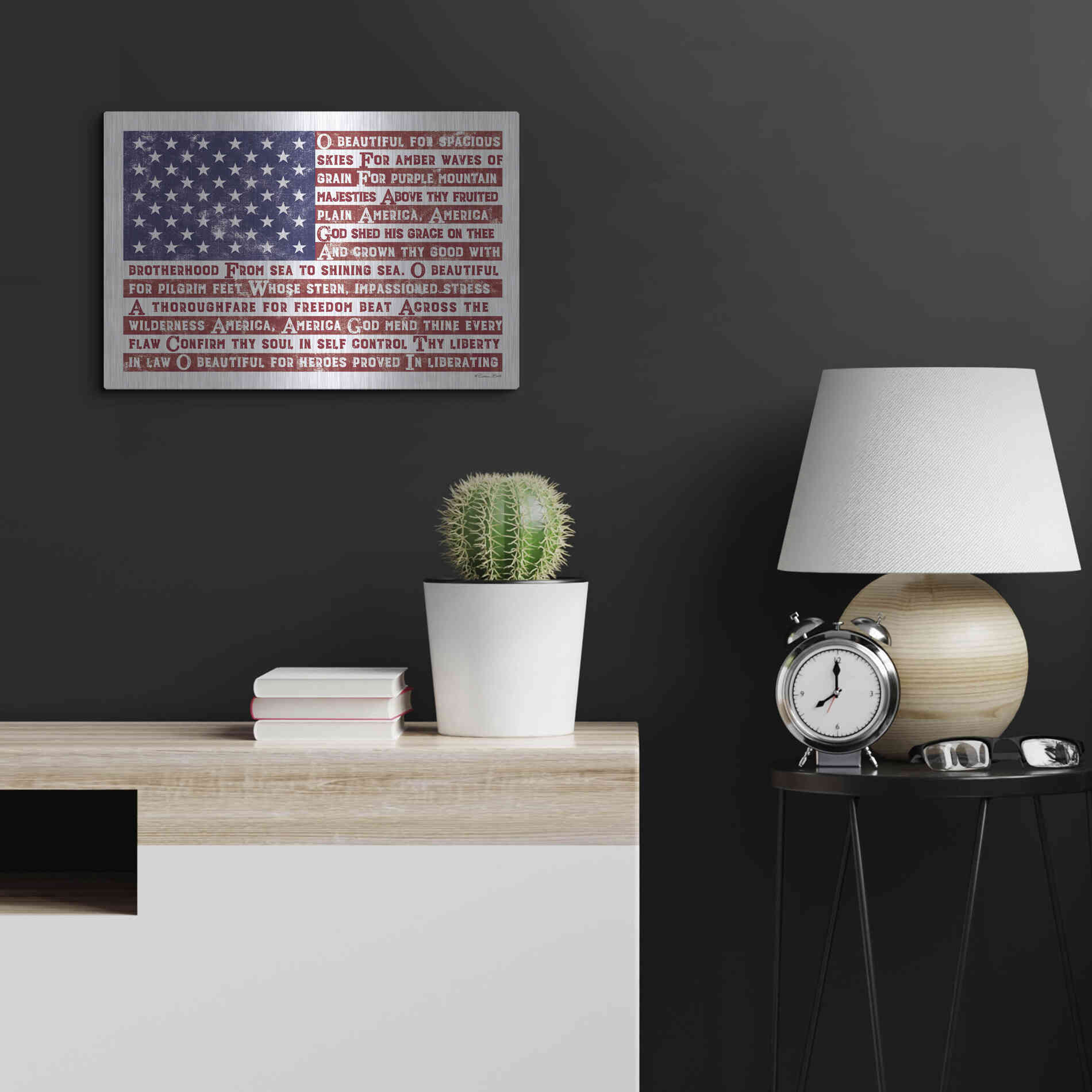 Luxe Metal Art 'America the Beautiful Flag' by Susan Ball, Metal Wall Art,24x16