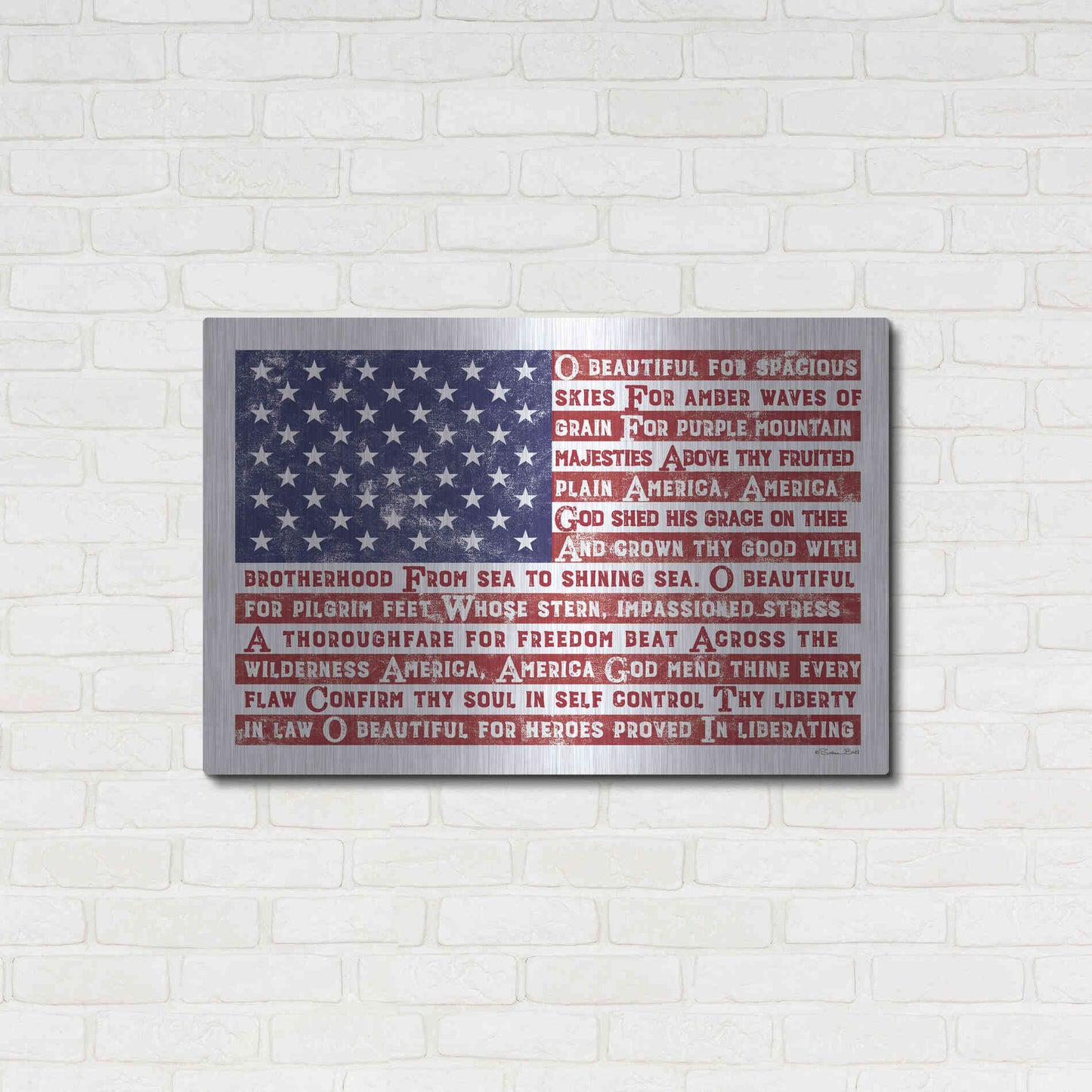 Luxe Metal Art 'America the Beautiful Flag' by Susan Ball, Metal Wall Art,36x24