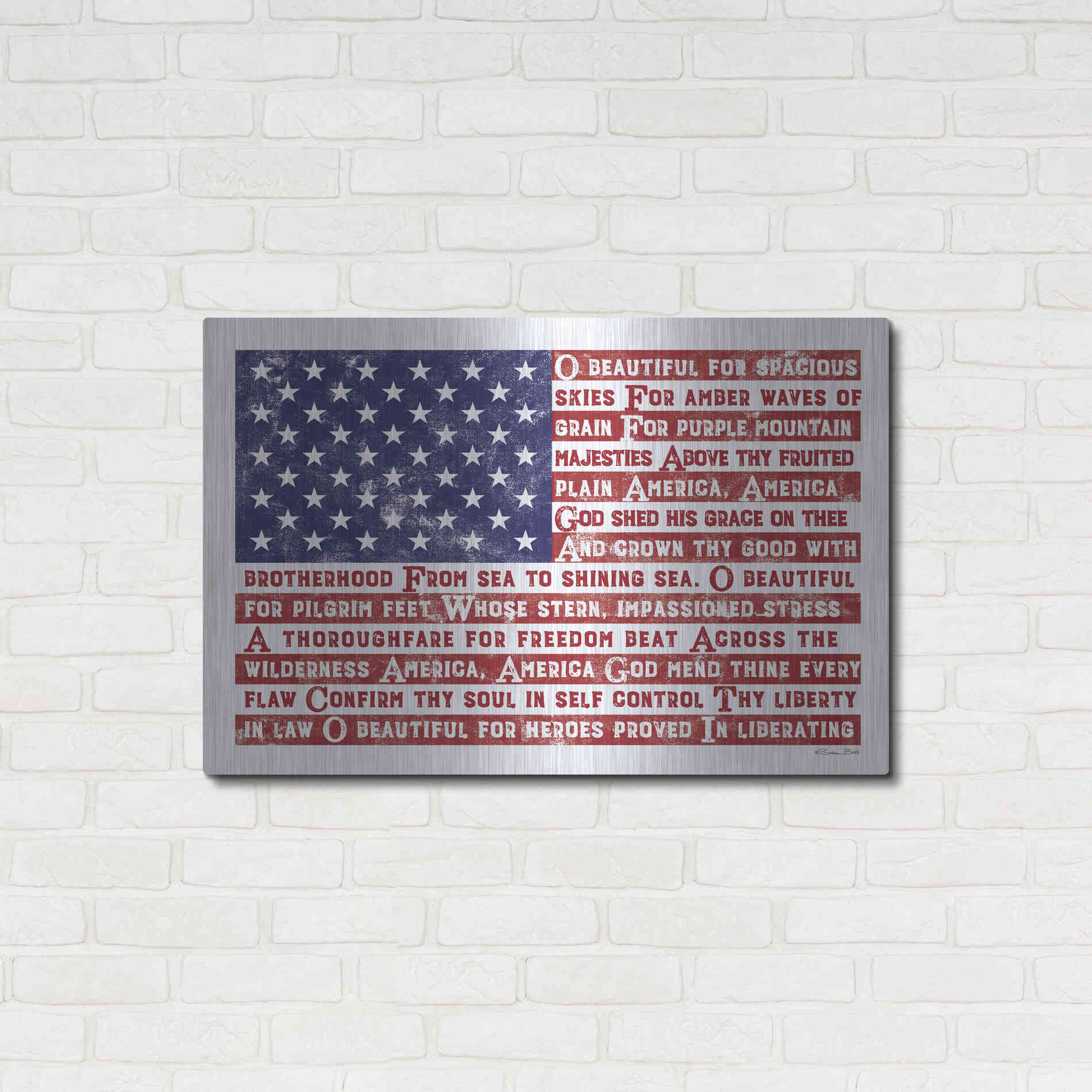 Luxe Metal Art 'America the Beautiful Flag' by Susan Ball, Metal Wall Art,36x24