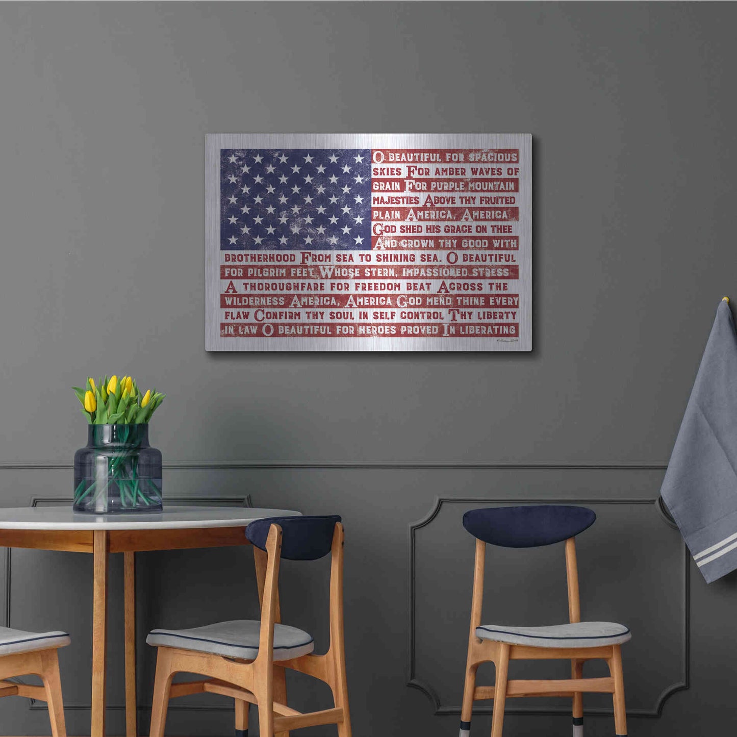 Luxe Metal Art 'America the Beautiful Flag' by Susan Ball, Metal Wall Art,36x24