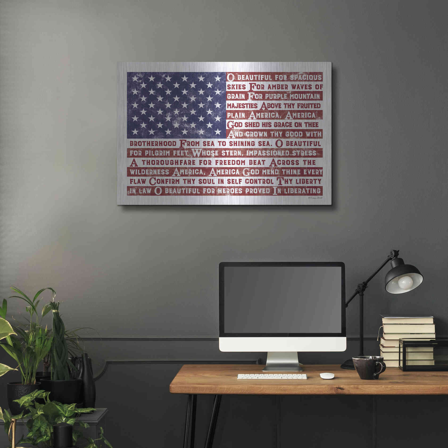 Luxe Metal Art 'America the Beautiful Flag' by Susan Ball, Metal Wall Art,36x24