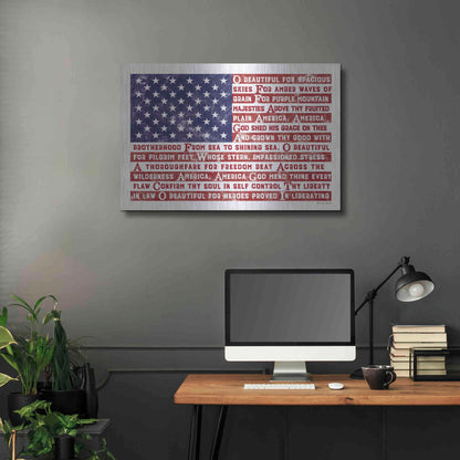 Luxe Metal Art 'America the Beautiful Flag' by Susan Ball, Metal Wall Art,36x24