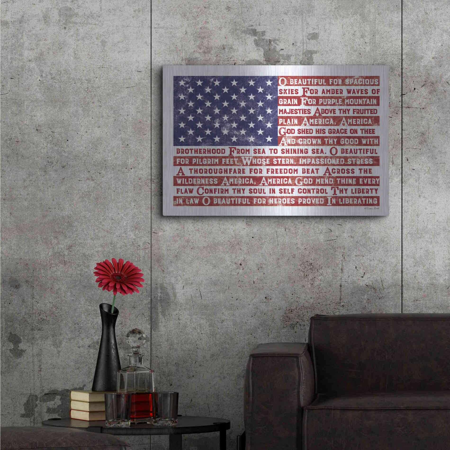 Luxe Metal Art 'America the Beautiful Flag' by Susan Ball, Metal Wall Art,36x24