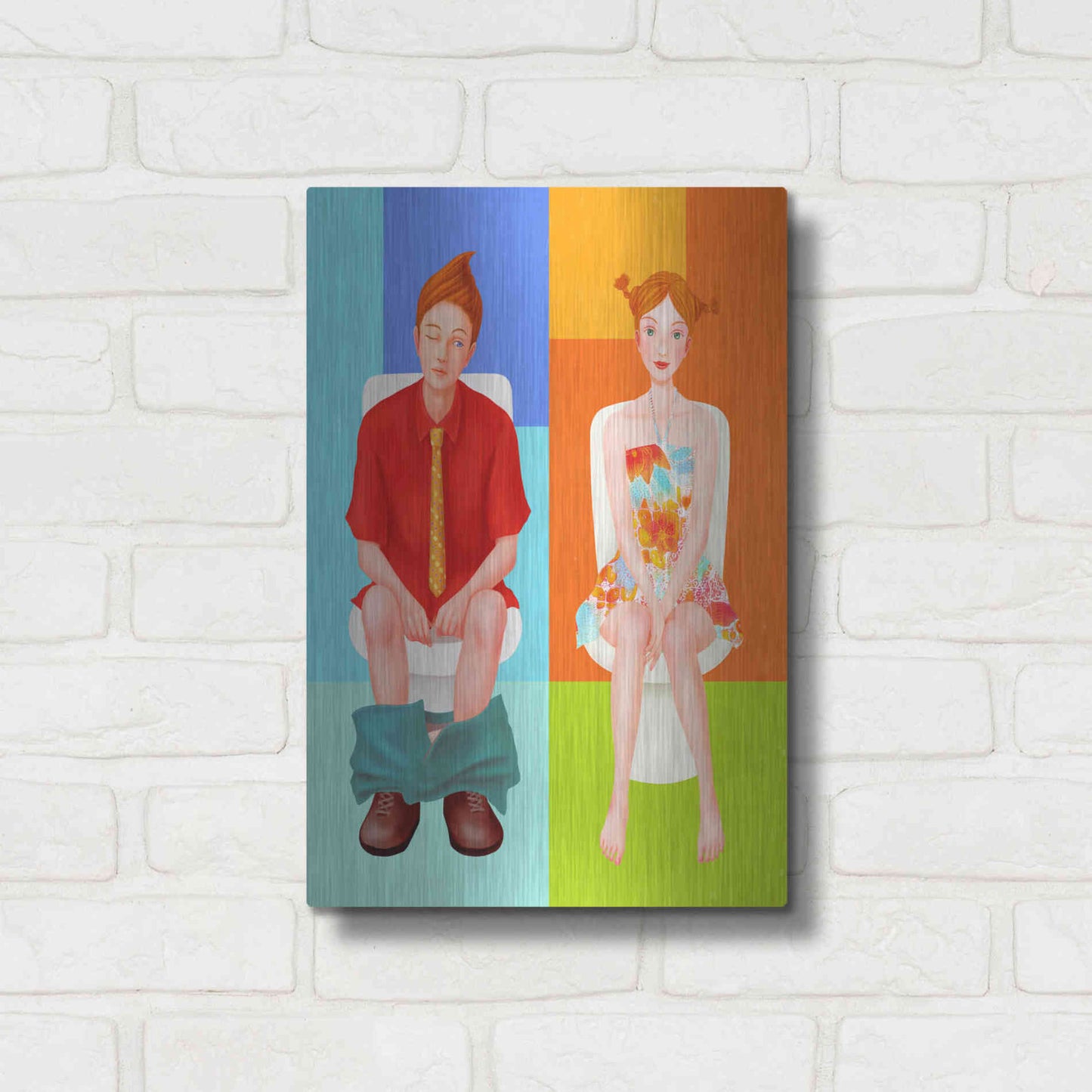 Luxe Metal Art 'Boy Meets Girl' by Sai Tamiya, Metal Wall Art,12x16