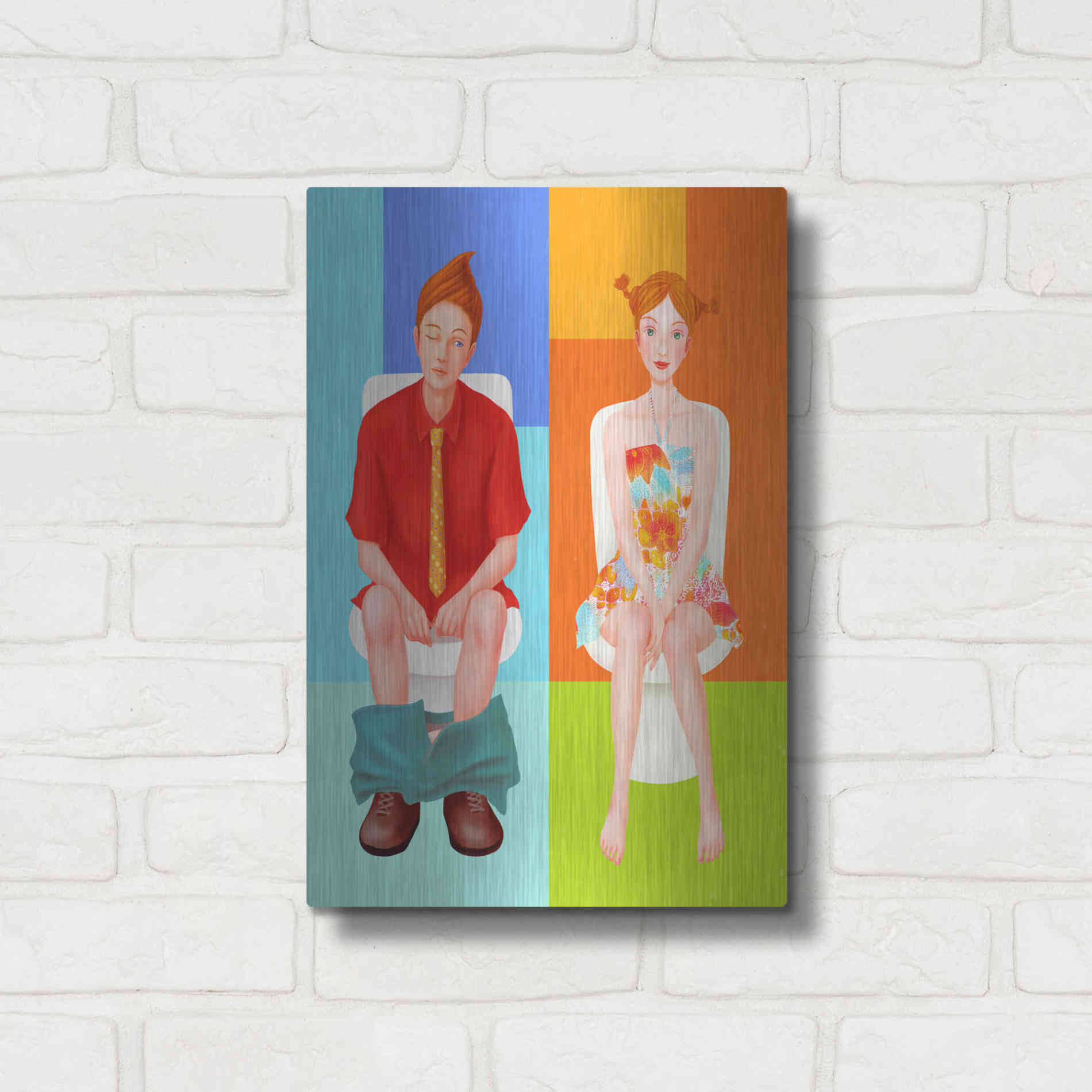 Luxe Metal Art 'Boy Meets Girl' by Sai Tamiya, Metal Wall Art,12x16