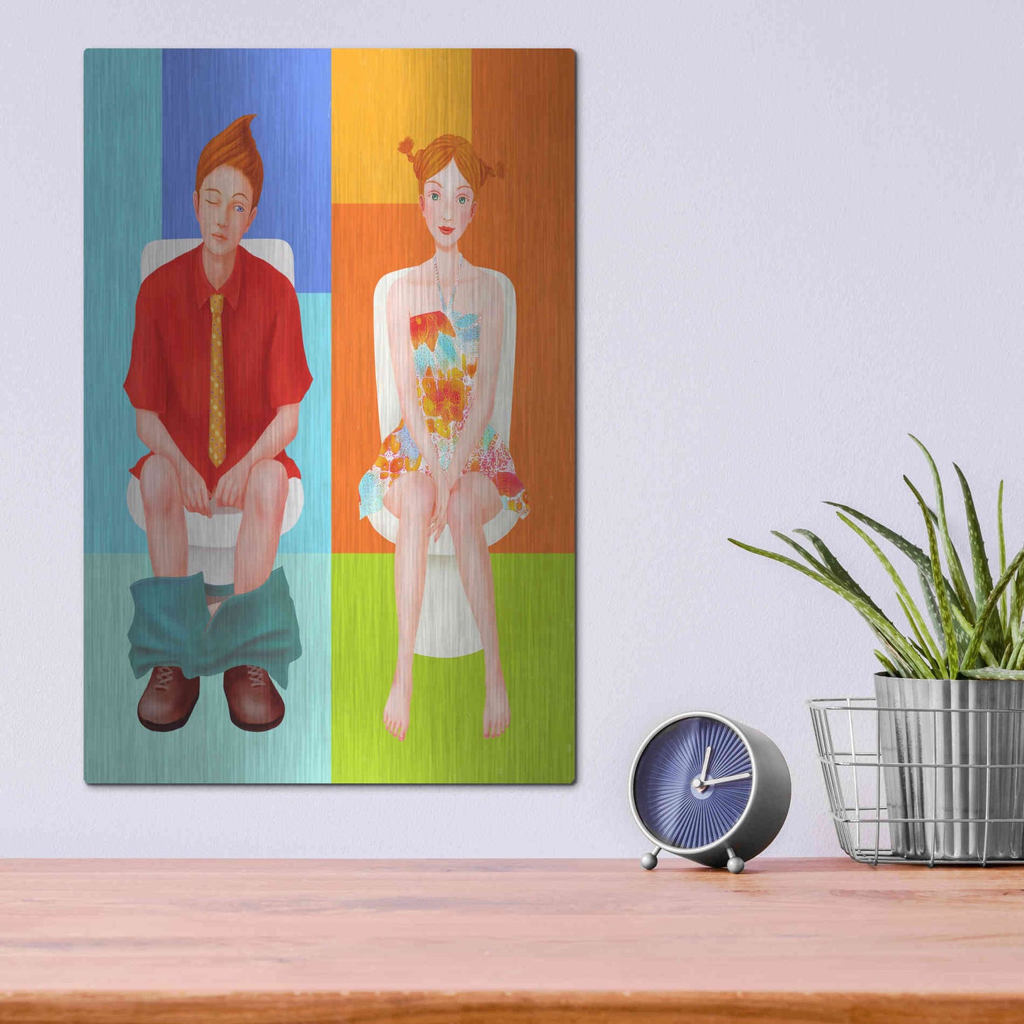 Luxe Metal Art 'Boy Meets Girl' by Sai Tamiya, Metal Wall Art,12x16