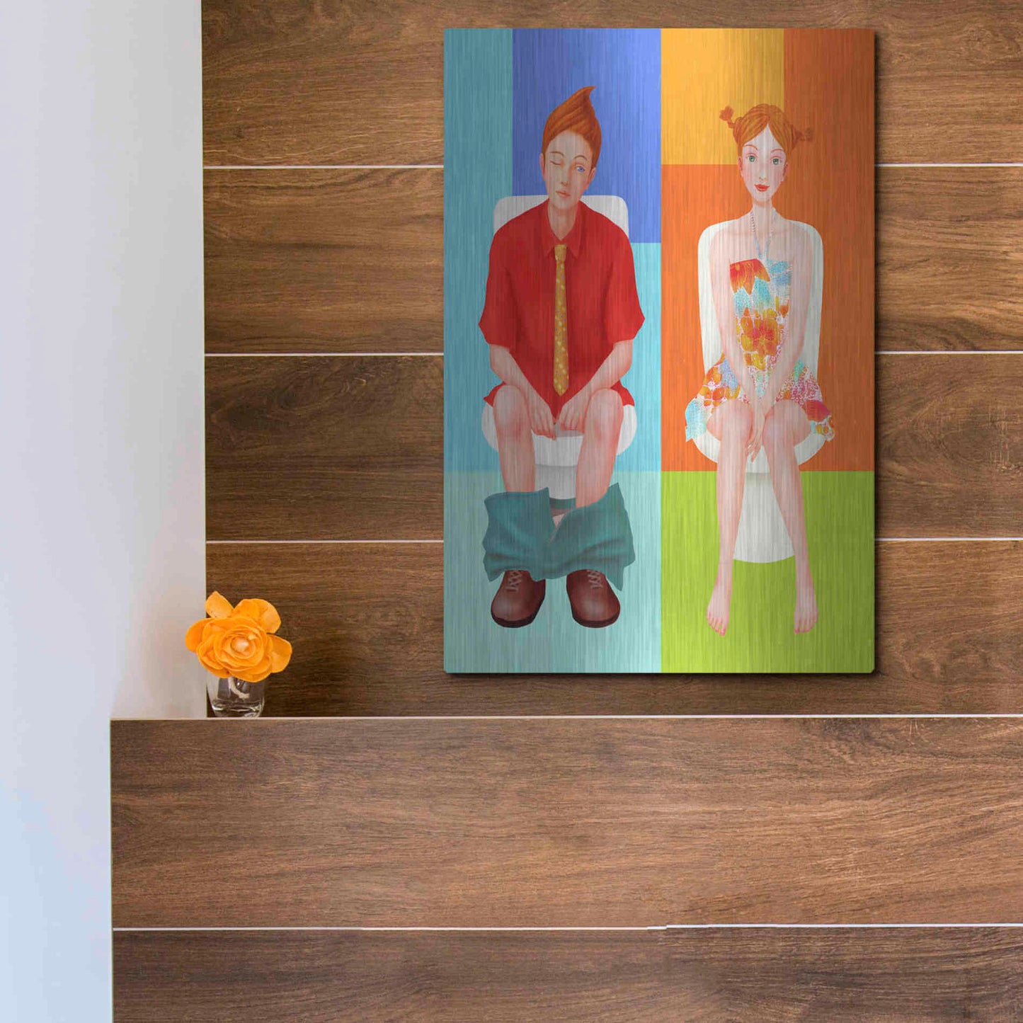 Luxe Metal Art 'Boy Meets Girl' by Sai Tamiya, Metal Wall Art,12x16