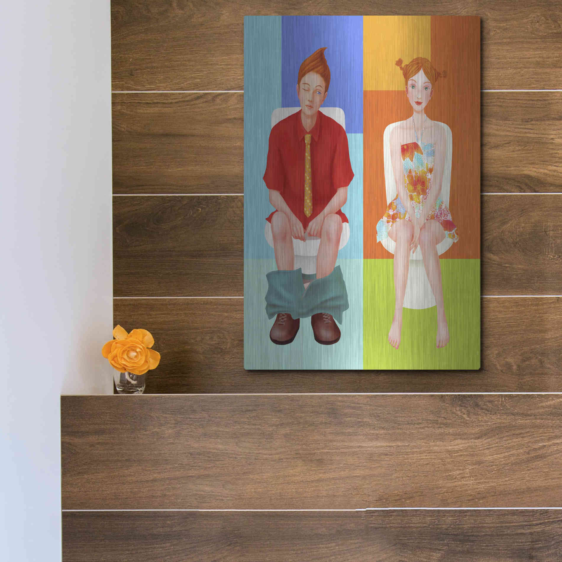 Luxe Metal Art 'Boy Meets Girl' by Sai Tamiya, Metal Wall Art,12x16