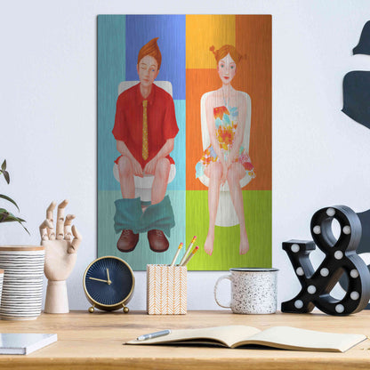 Luxe Metal Art 'Boy Meets Girl' by Sai Tamiya, Metal Wall Art,12x16