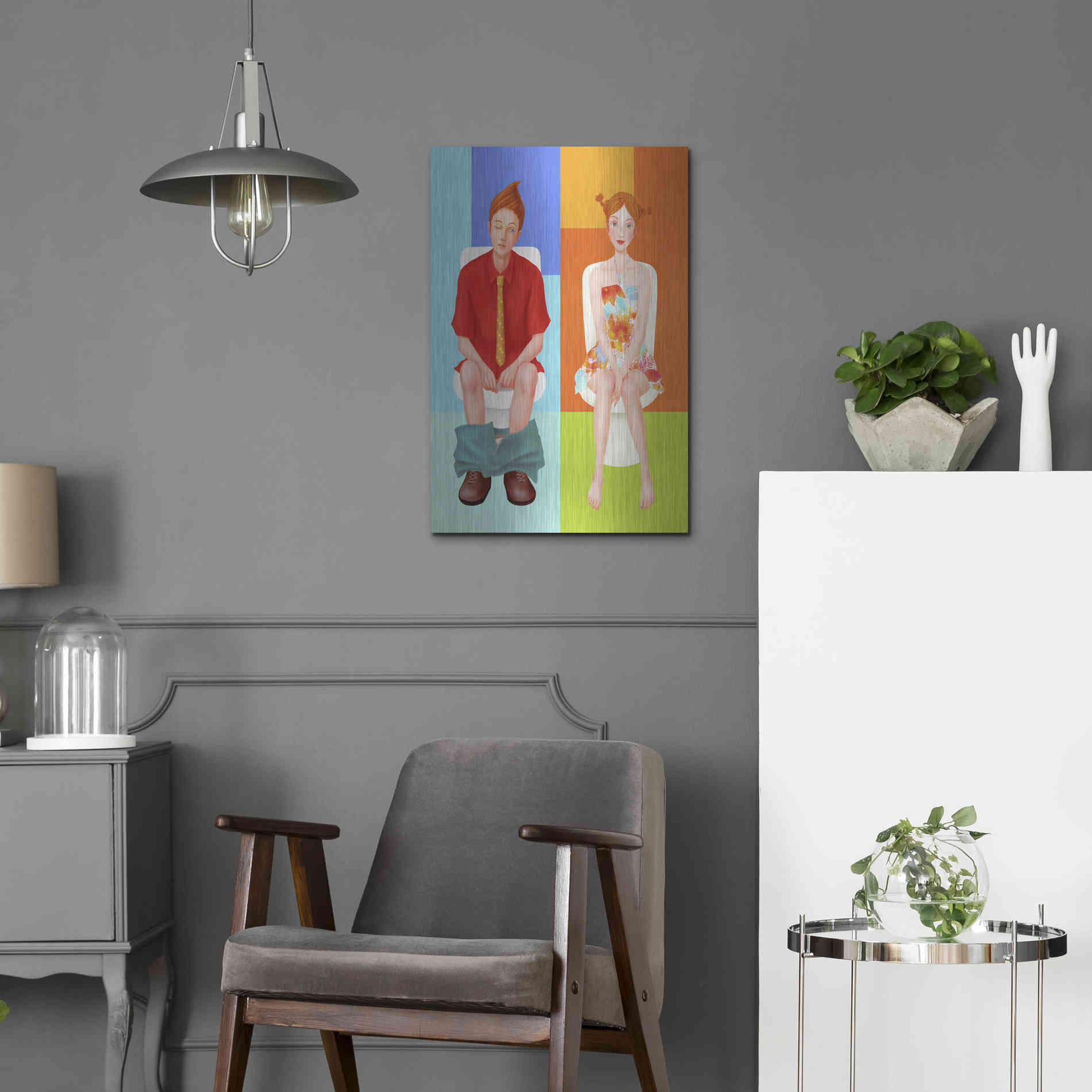 Luxe Metal Art 'Boy Meets Girl' by Sai Tamiya, Metal Wall Art,16x24