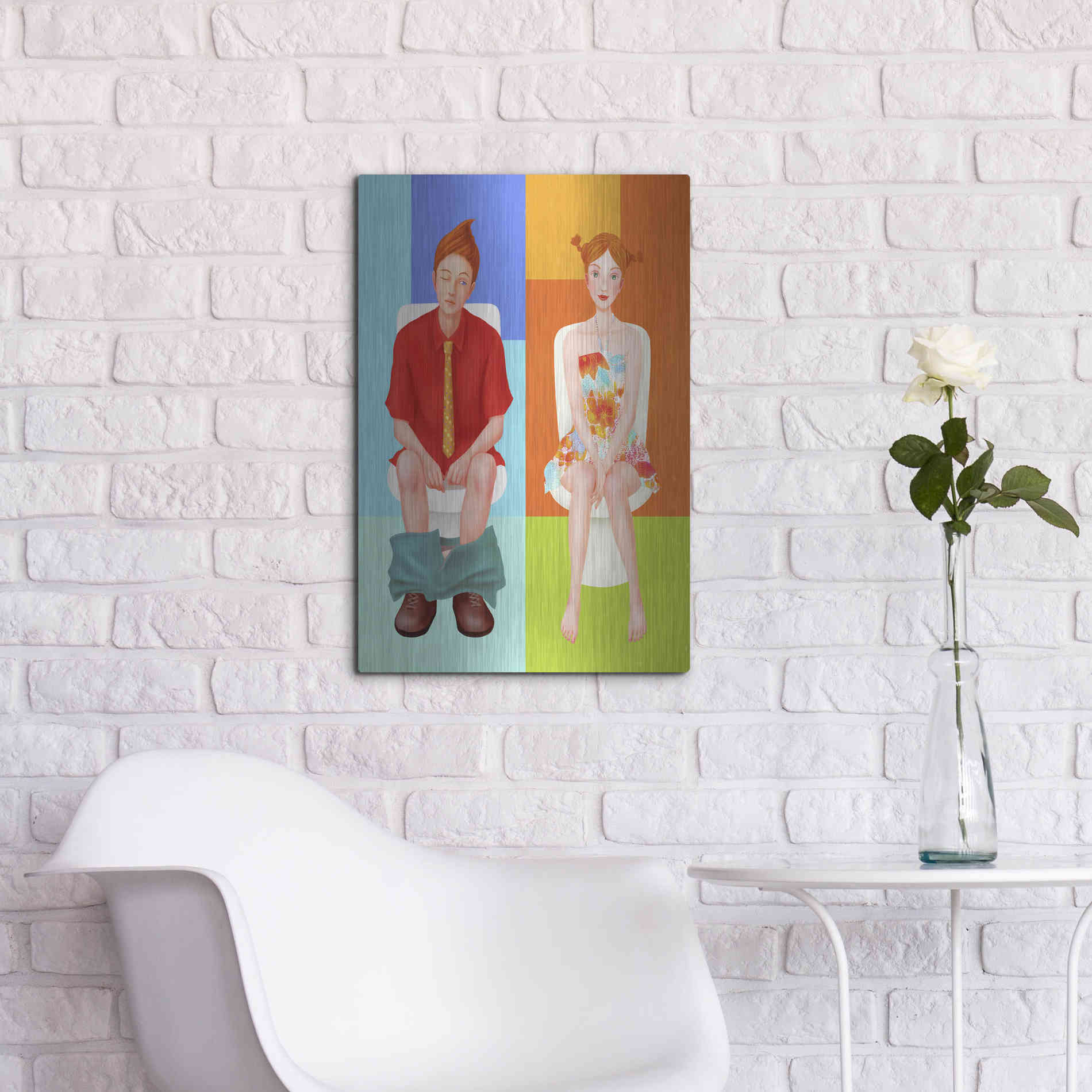 Luxe Metal Art 'Boy Meets Girl' by Sai Tamiya, Metal Wall Art,16x24