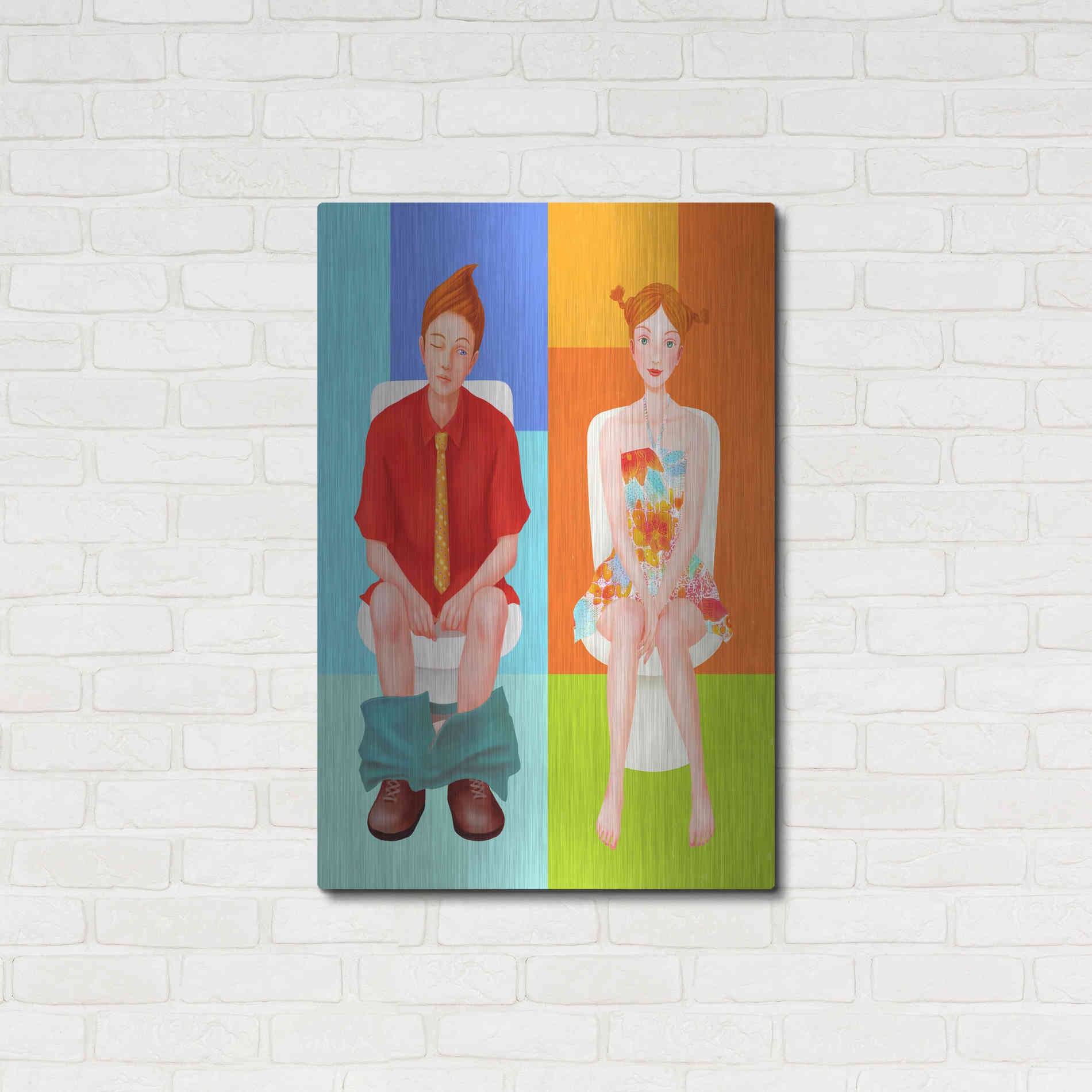 Luxe Metal Art 'Boy Meets Girl' by Sai Tamiya, Metal Wall Art,24x36