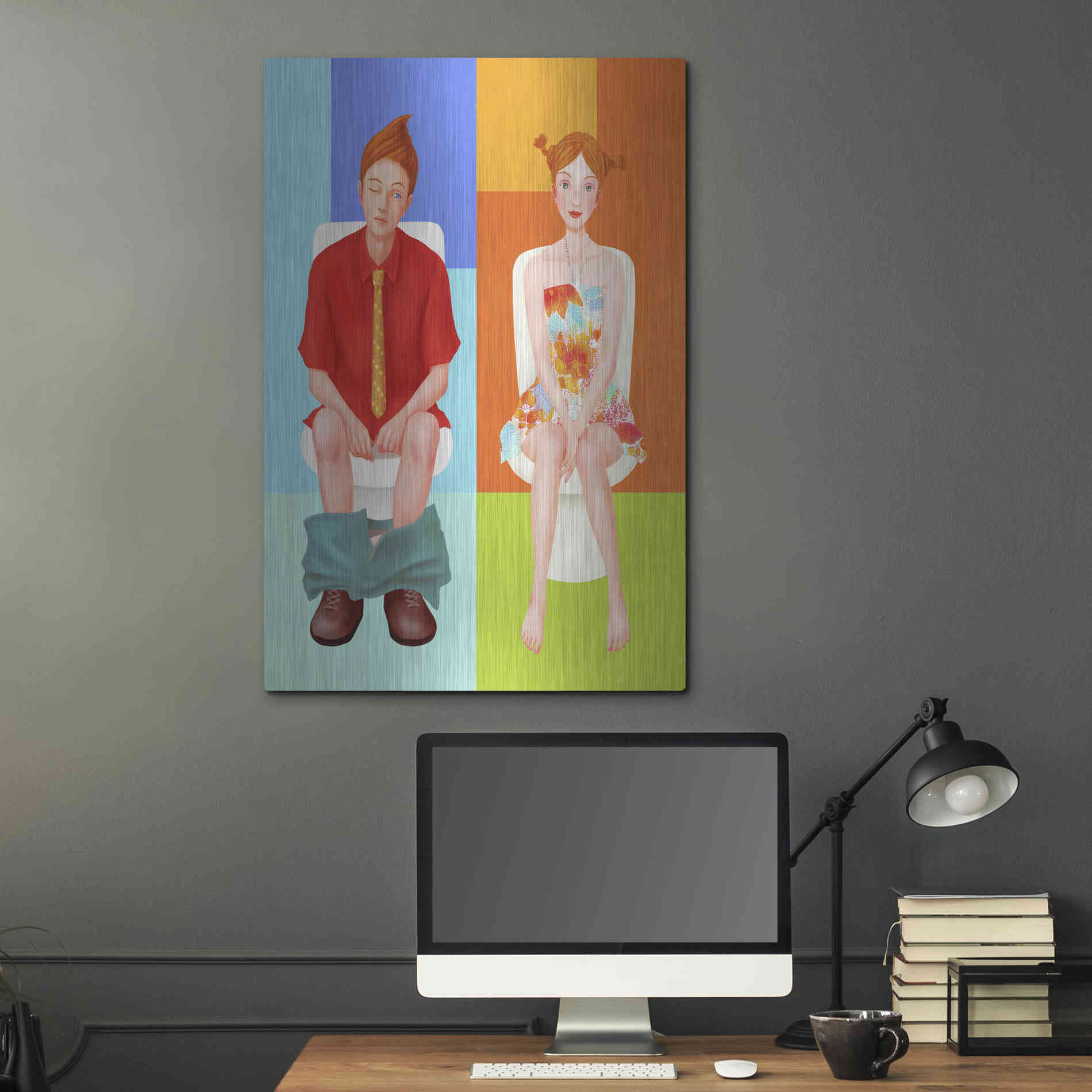 Luxe Metal Art 'Boy Meets Girl' by Sai Tamiya, Metal Wall Art,24x36