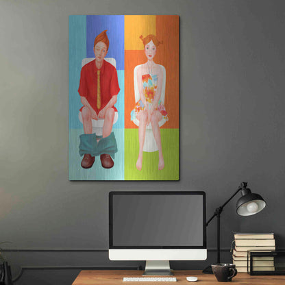 Luxe Metal Art 'Boy Meets Girl' by Sai Tamiya, Metal Wall Art,24x36