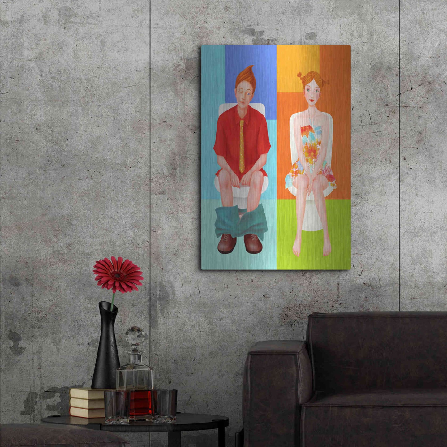 Luxe Metal Art 'Boy Meets Girl' by Sai Tamiya, Metal Wall Art,24x36