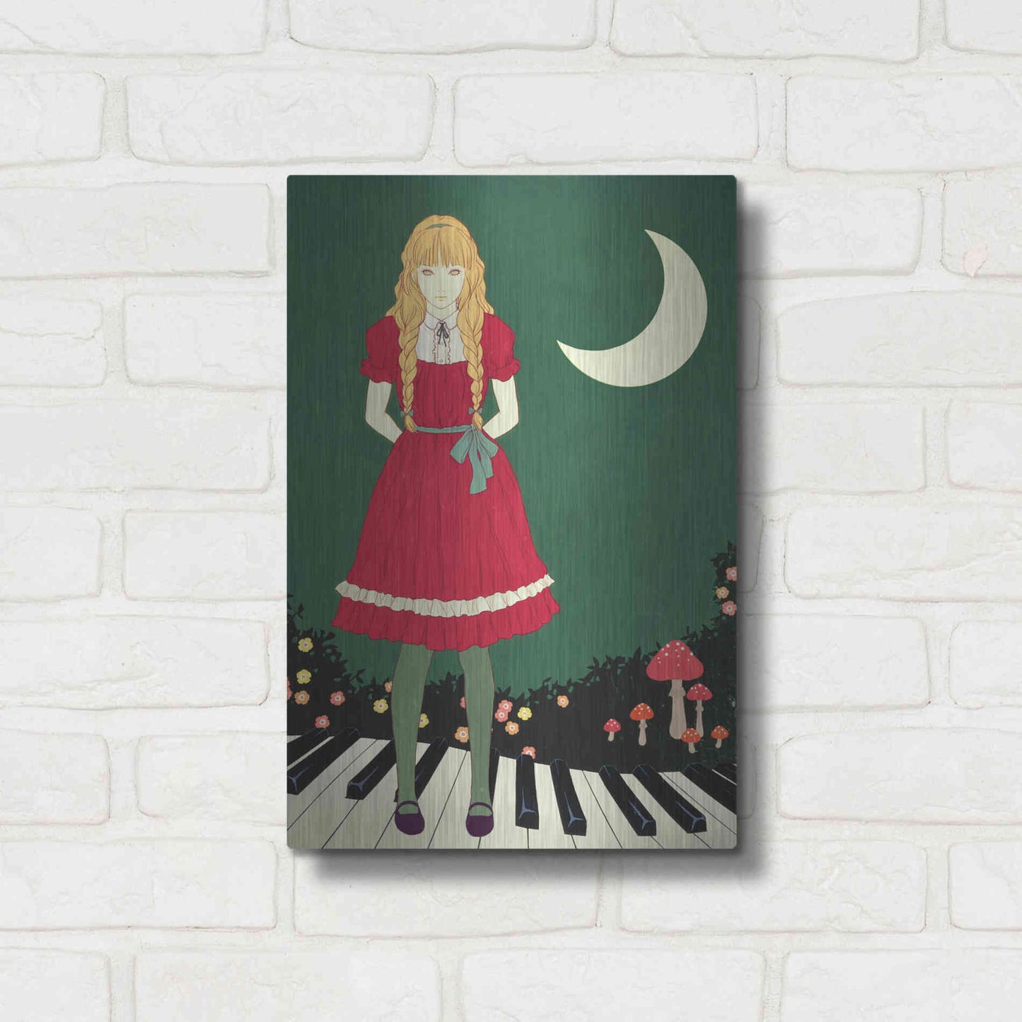 Luxe Metal Art 'Crescent Moon' by Sai Tamiya, Metal Wall Art,12x16