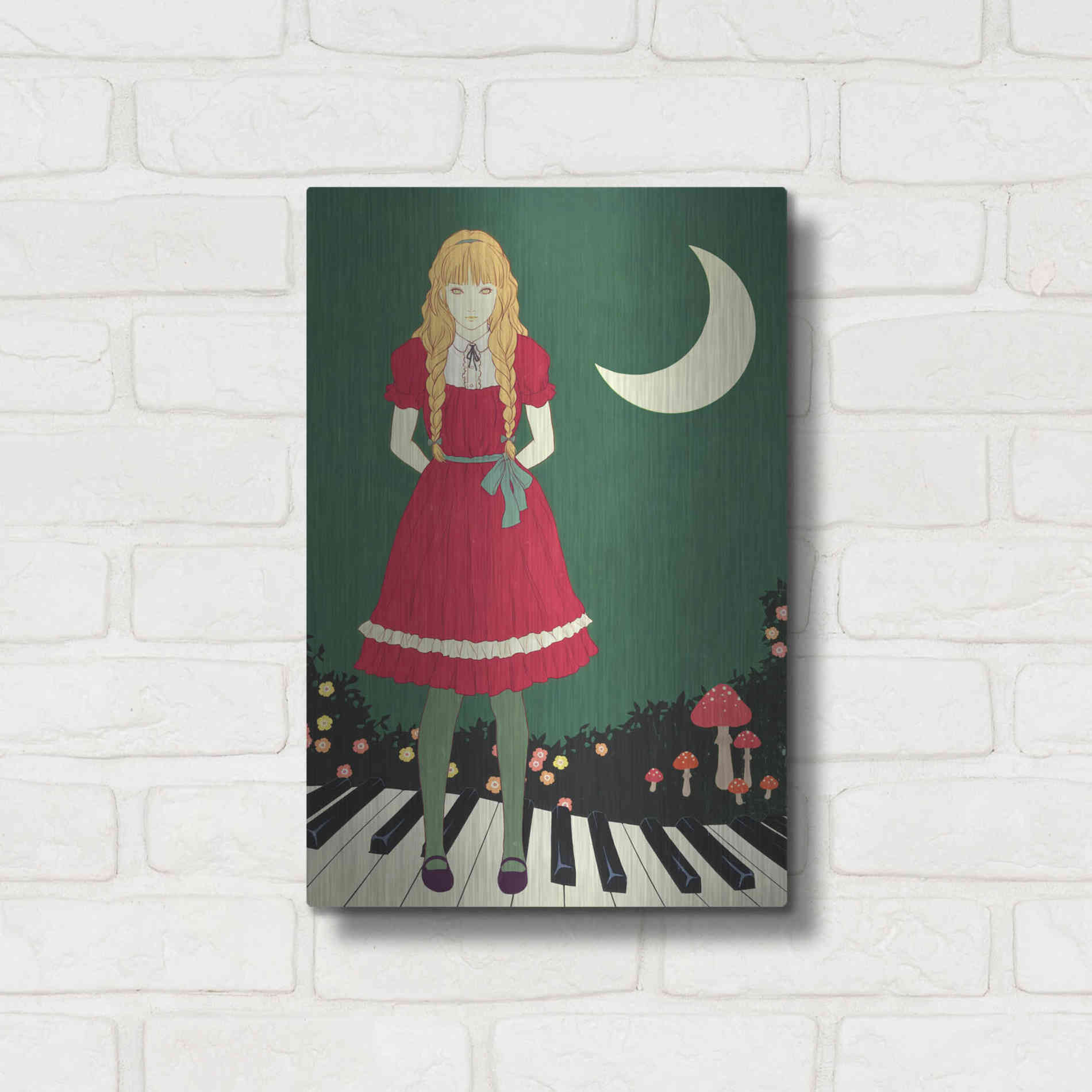 Luxe Metal Art 'Crescent Moon' by Sai Tamiya, Metal Wall Art,12x16