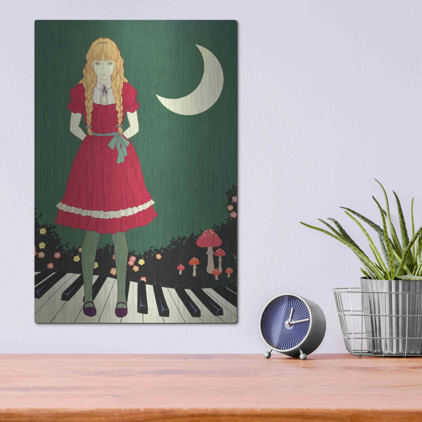 Luxe Metal Art 'Crescent Moon' by Sai Tamiya, Metal Wall Art,12x16