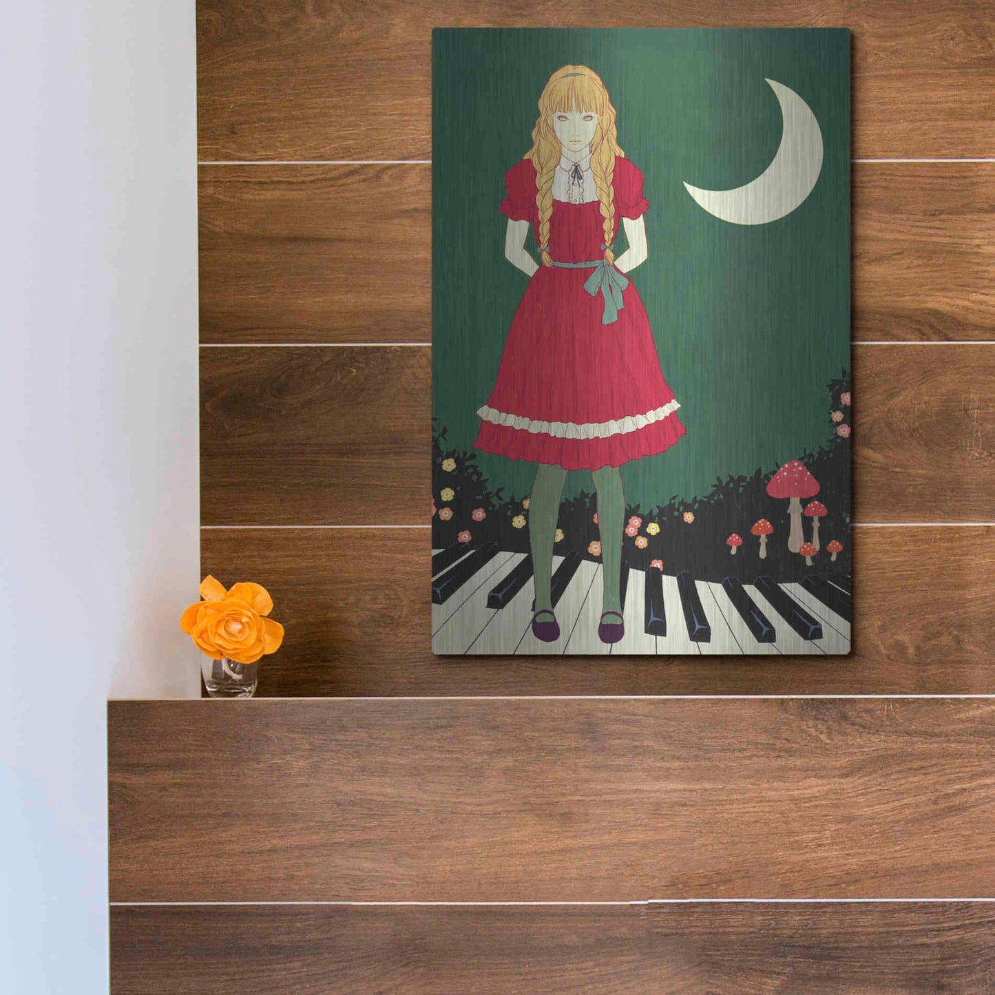 Luxe Metal Art 'Crescent Moon' by Sai Tamiya, Metal Wall Art,12x16