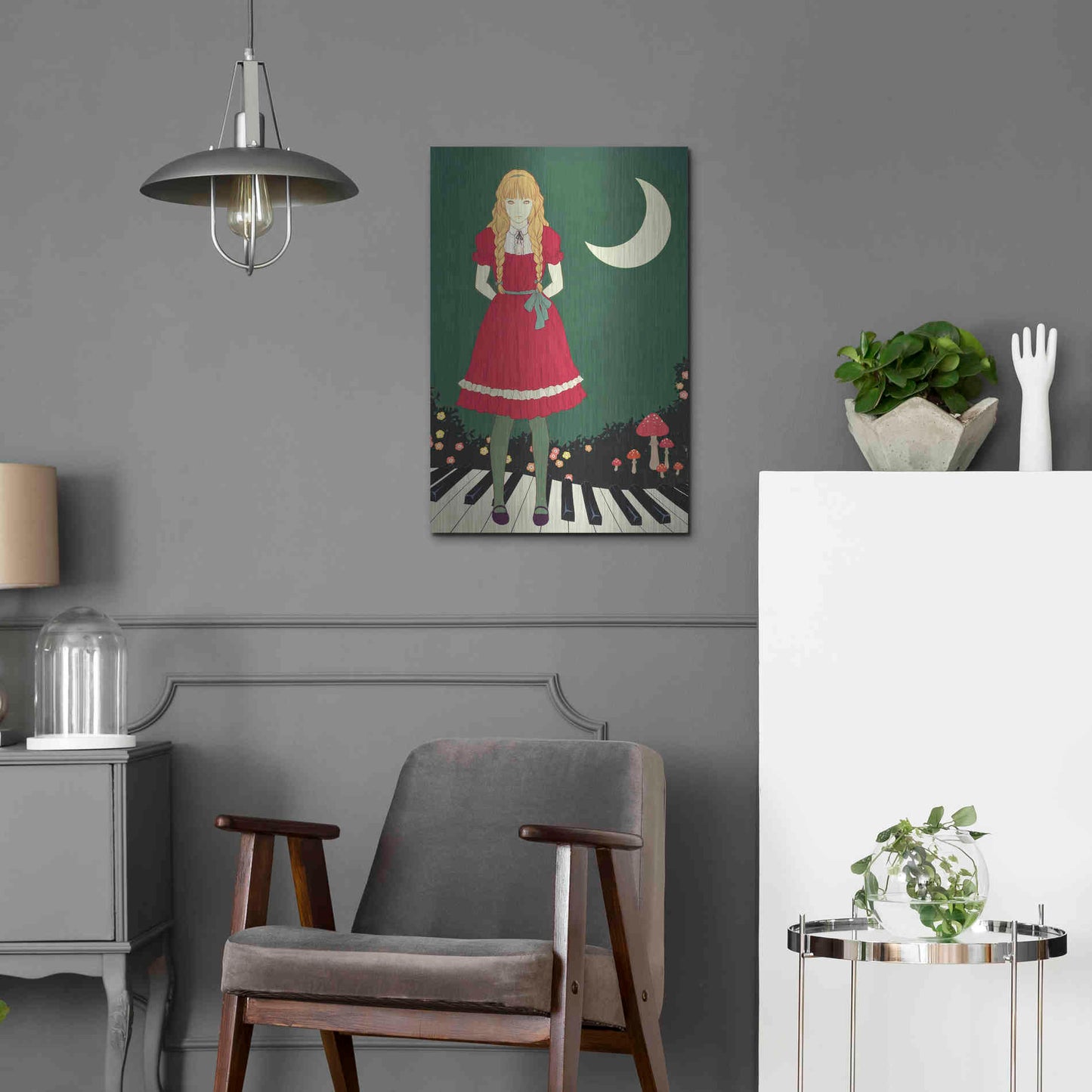 Luxe Metal Art 'Crescent Moon' by Sai Tamiya, Metal Wall Art,16x24