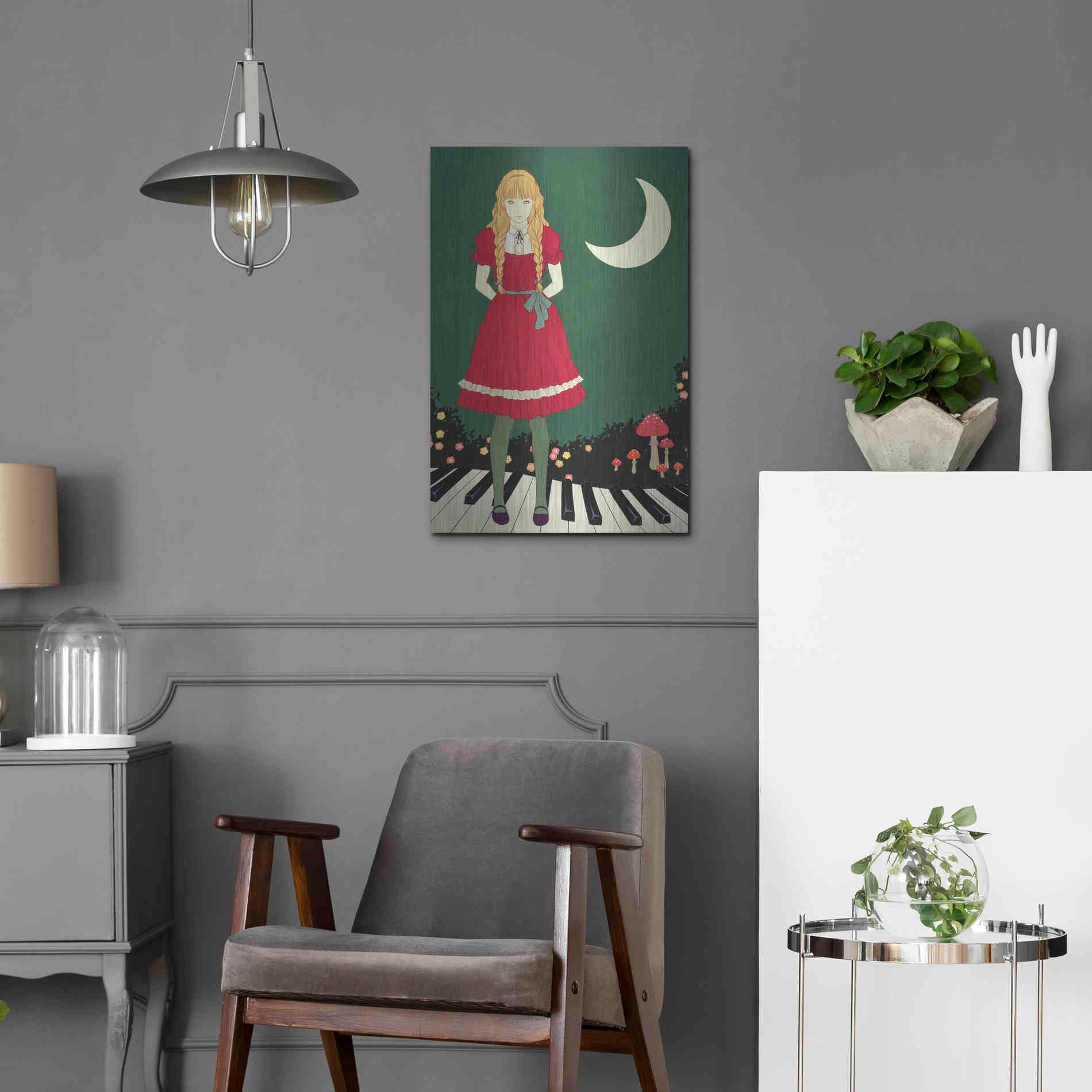 Luxe Metal Art 'Crescent Moon' by Sai Tamiya, Metal Wall Art,16x24