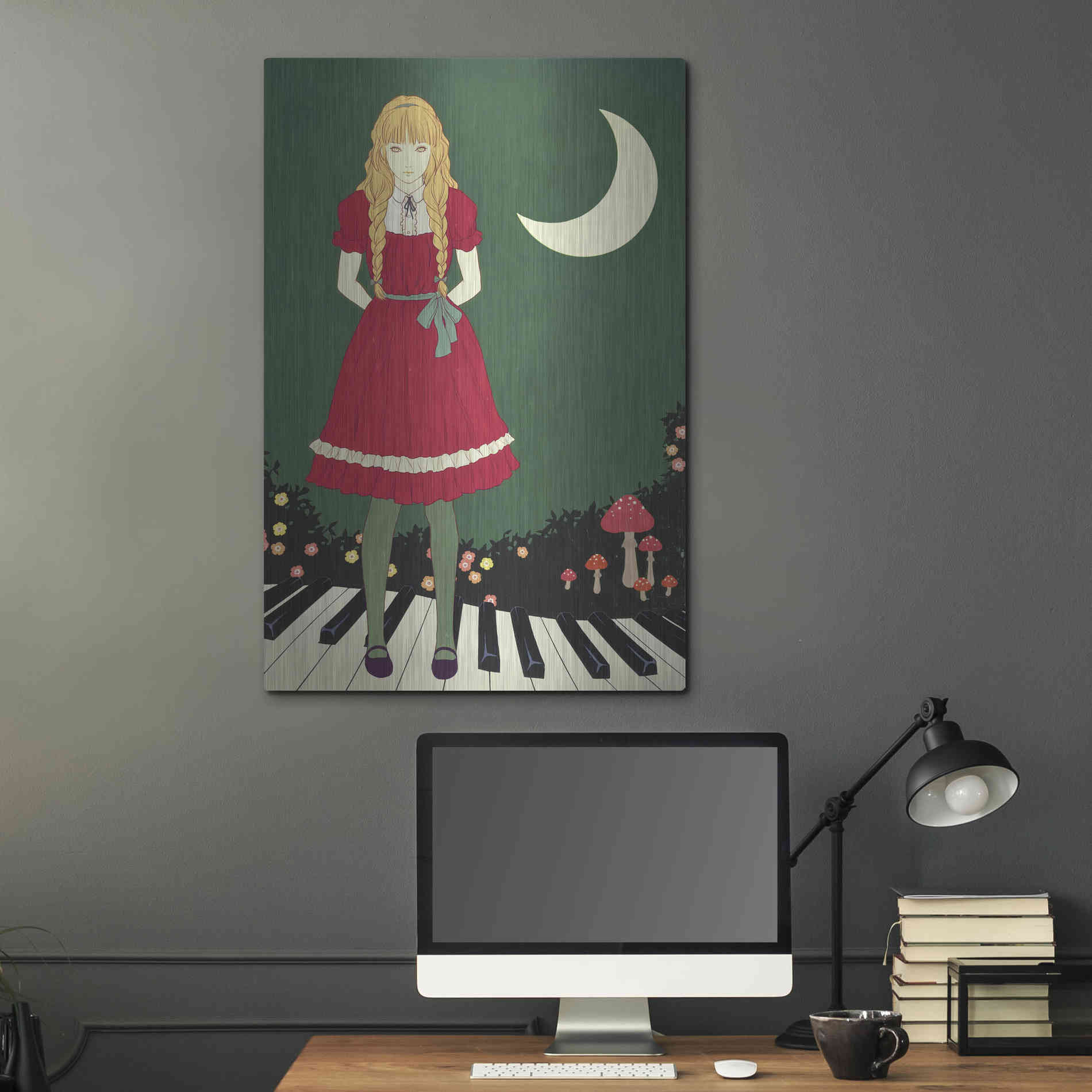 Luxe Metal Art 'Crescent Moon' by Sai Tamiya, Metal Wall Art,24x36