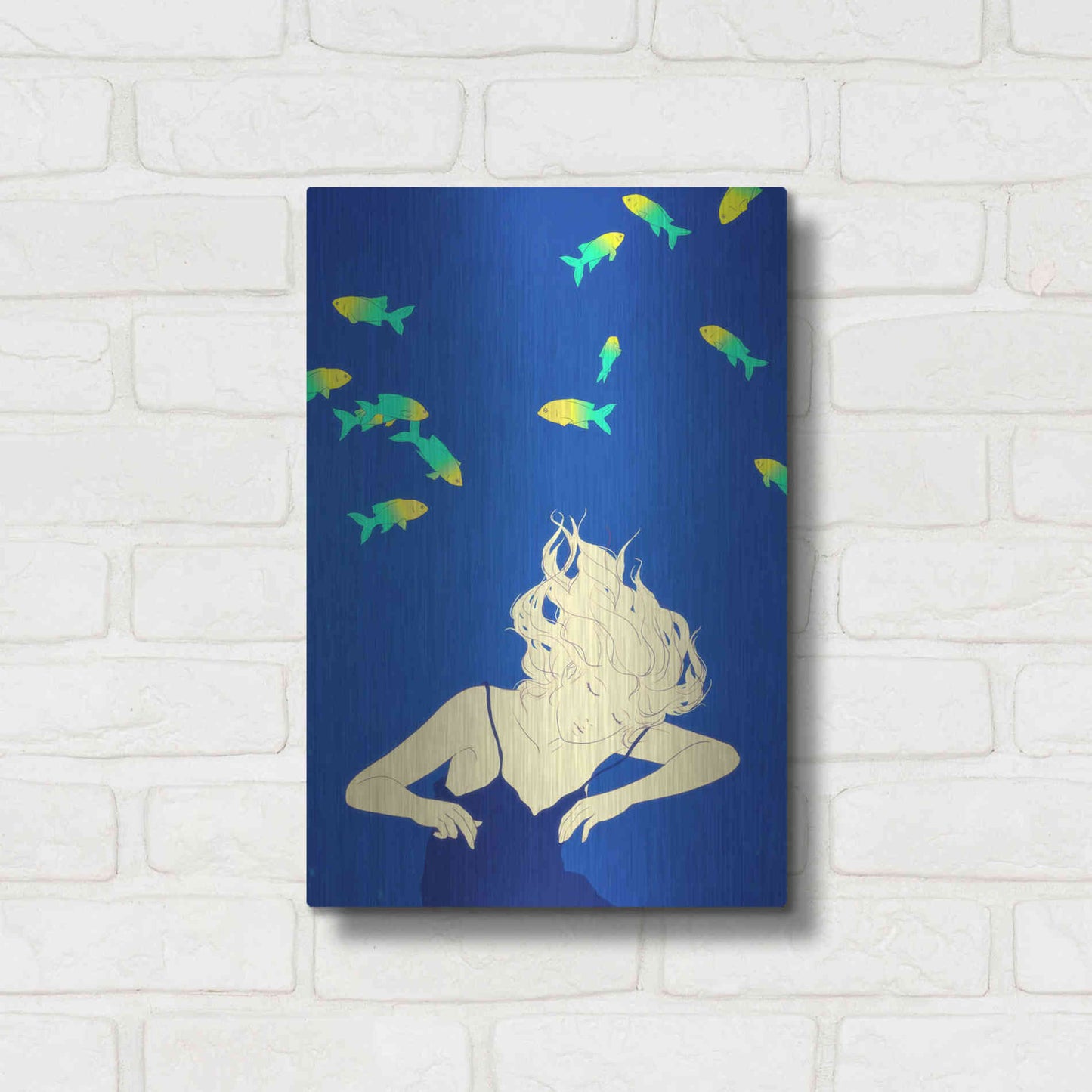 Luxe Metal Art 'Deep Blue' by Sai Tamiya, Metal Wall Art,12x16