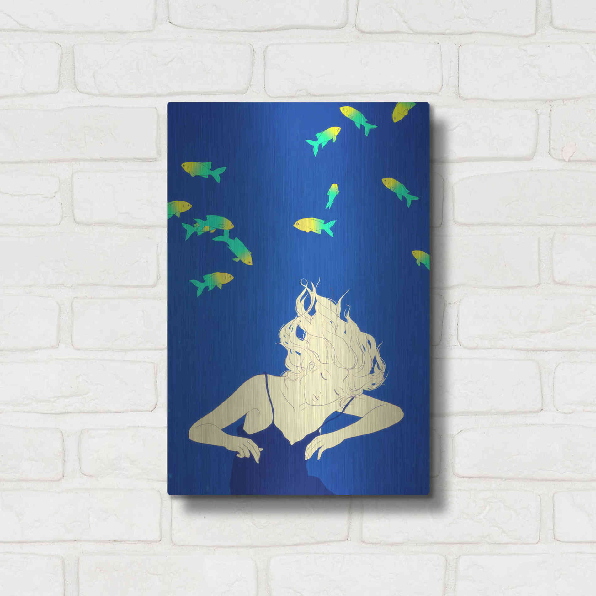 Luxe Metal Art 'Deep Blue' by Sai Tamiya, Metal Wall Art,12x16