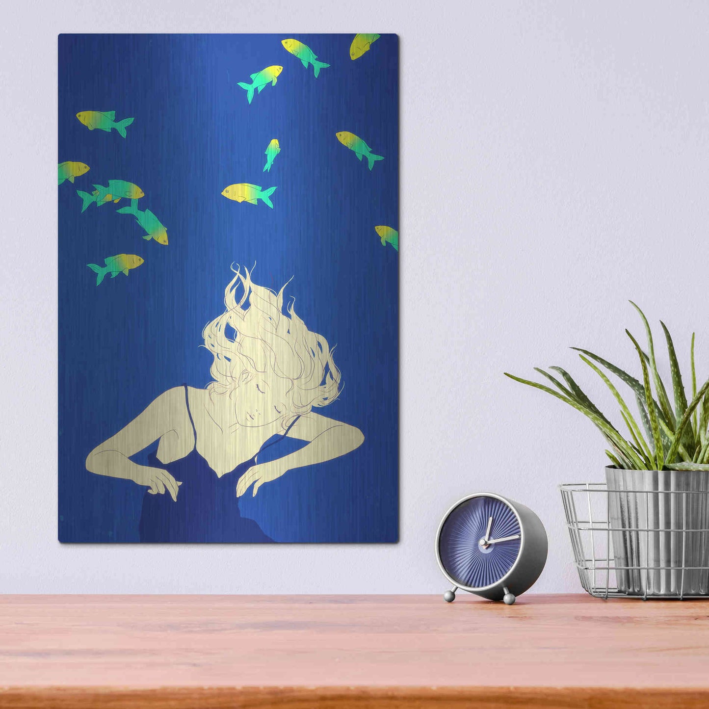 Luxe Metal Art 'Deep Blue' by Sai Tamiya, Metal Wall Art,12x16