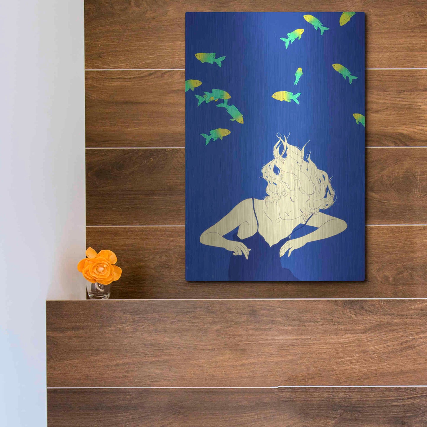 Luxe Metal Art 'Deep Blue' by Sai Tamiya, Metal Wall Art,12x16