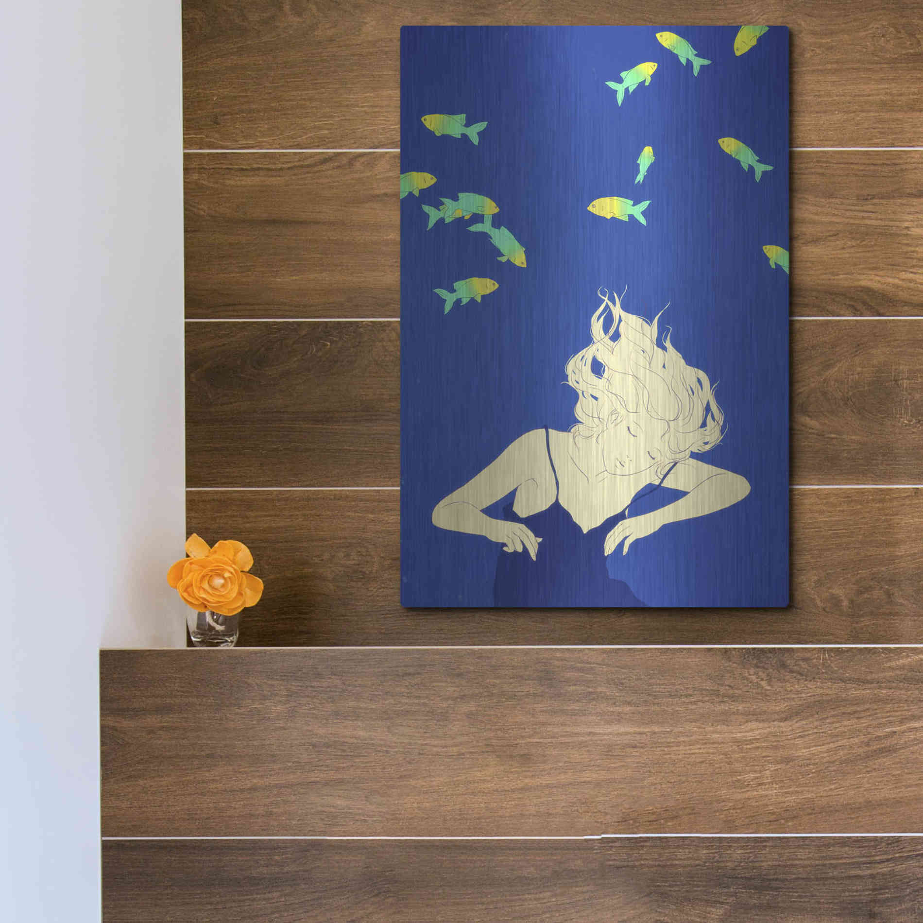 Luxe Metal Art 'Deep Blue' by Sai Tamiya, Metal Wall Art,12x16