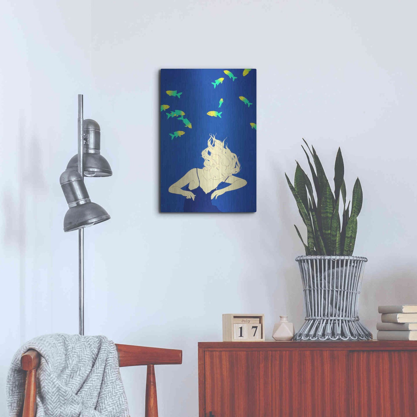 Luxe Metal Art 'Deep Blue' by Sai Tamiya, Metal Wall Art,16x24