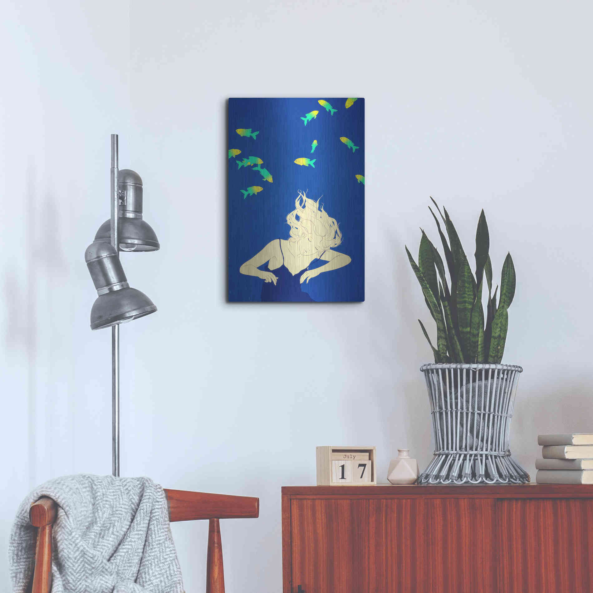 Luxe Metal Art 'Deep Blue' by Sai Tamiya, Metal Wall Art,16x24